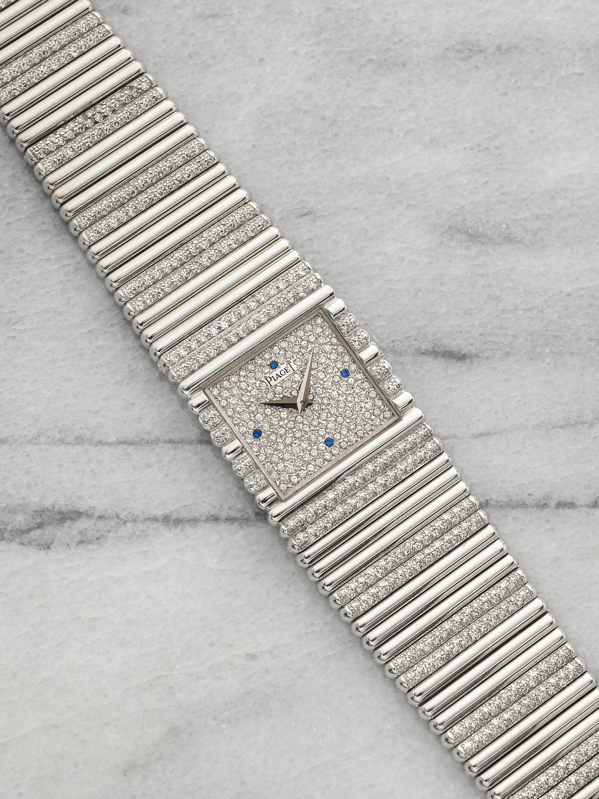 Vintage 1980s Piaget 9131C503 18K WG Diamond Sapphire Dial Manual 24mm
