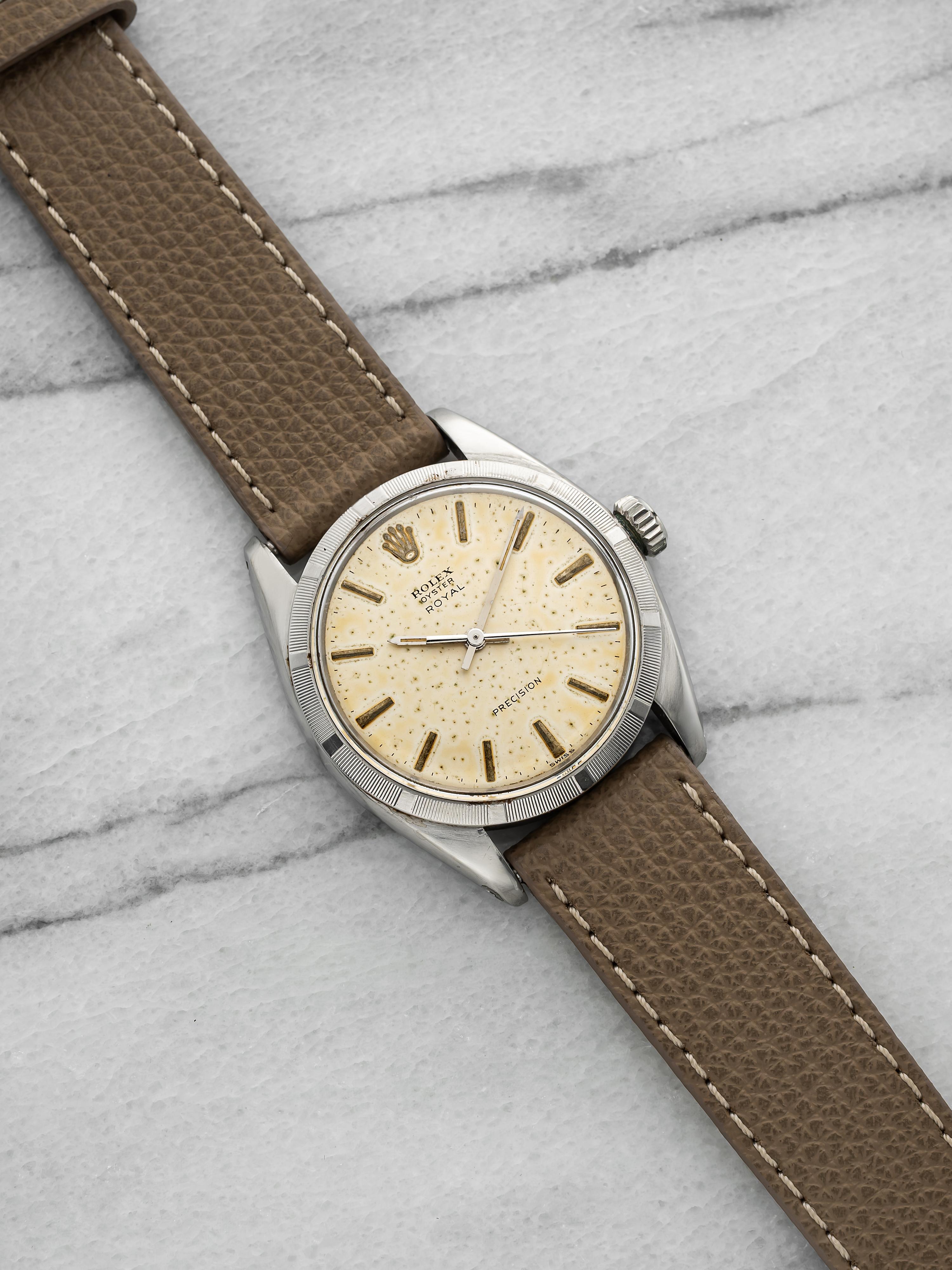 1961 Rolex Oyster Royal 6427 Stainless Steel Patina White Dial Manual 34 mm