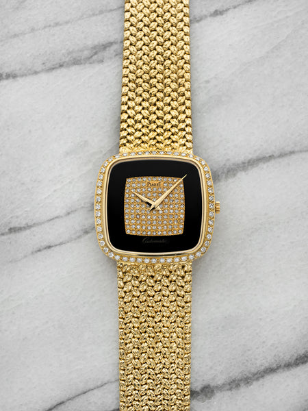 Piaget 12775D2 - 18K Yellow Gold Onyx & Pave Diamond Dial Automatic