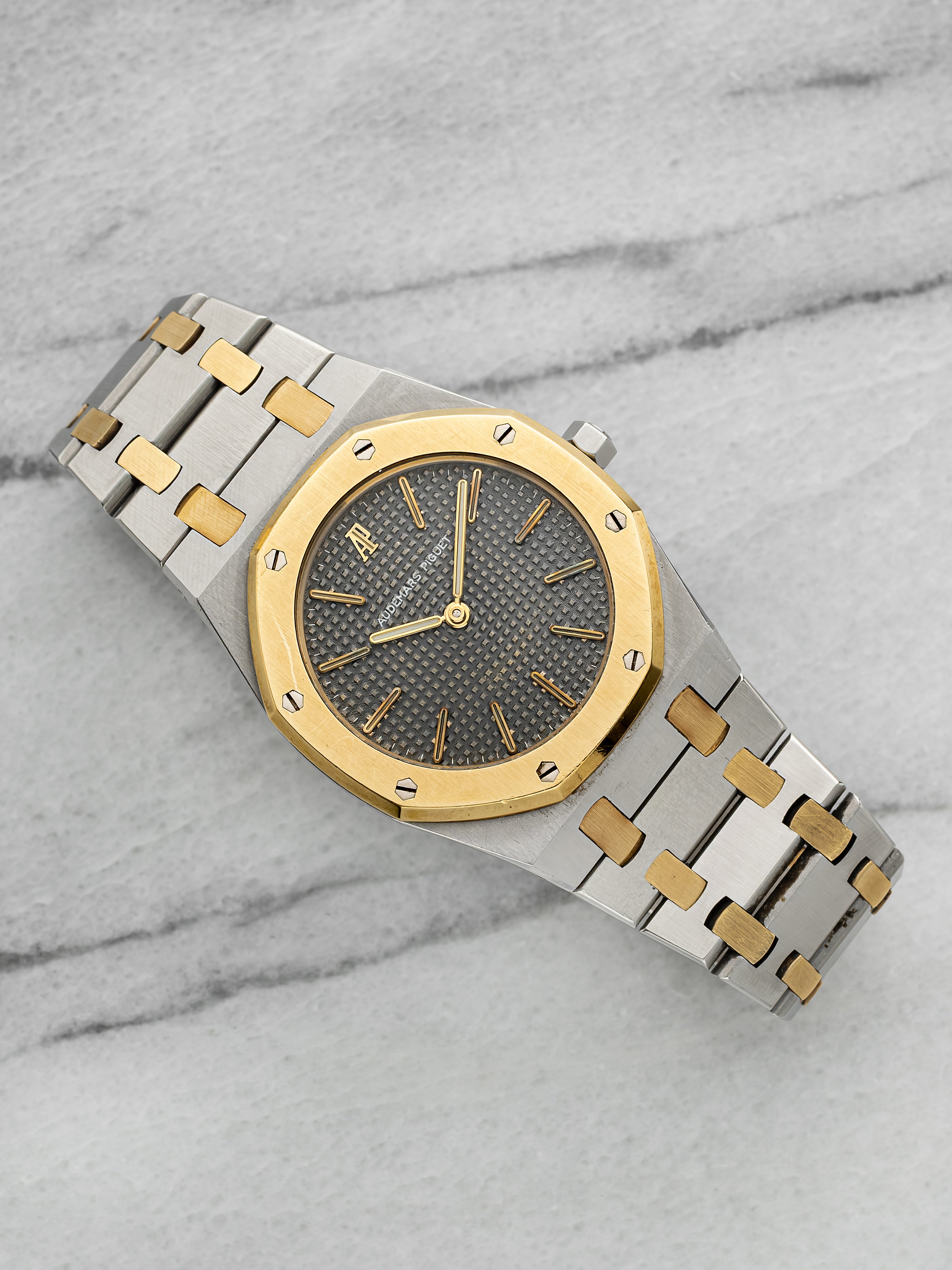 Vintage 1980s Audemars Piguet Royal Oak 56303SA Two-Tone Grey Dial Quartz 33 mm