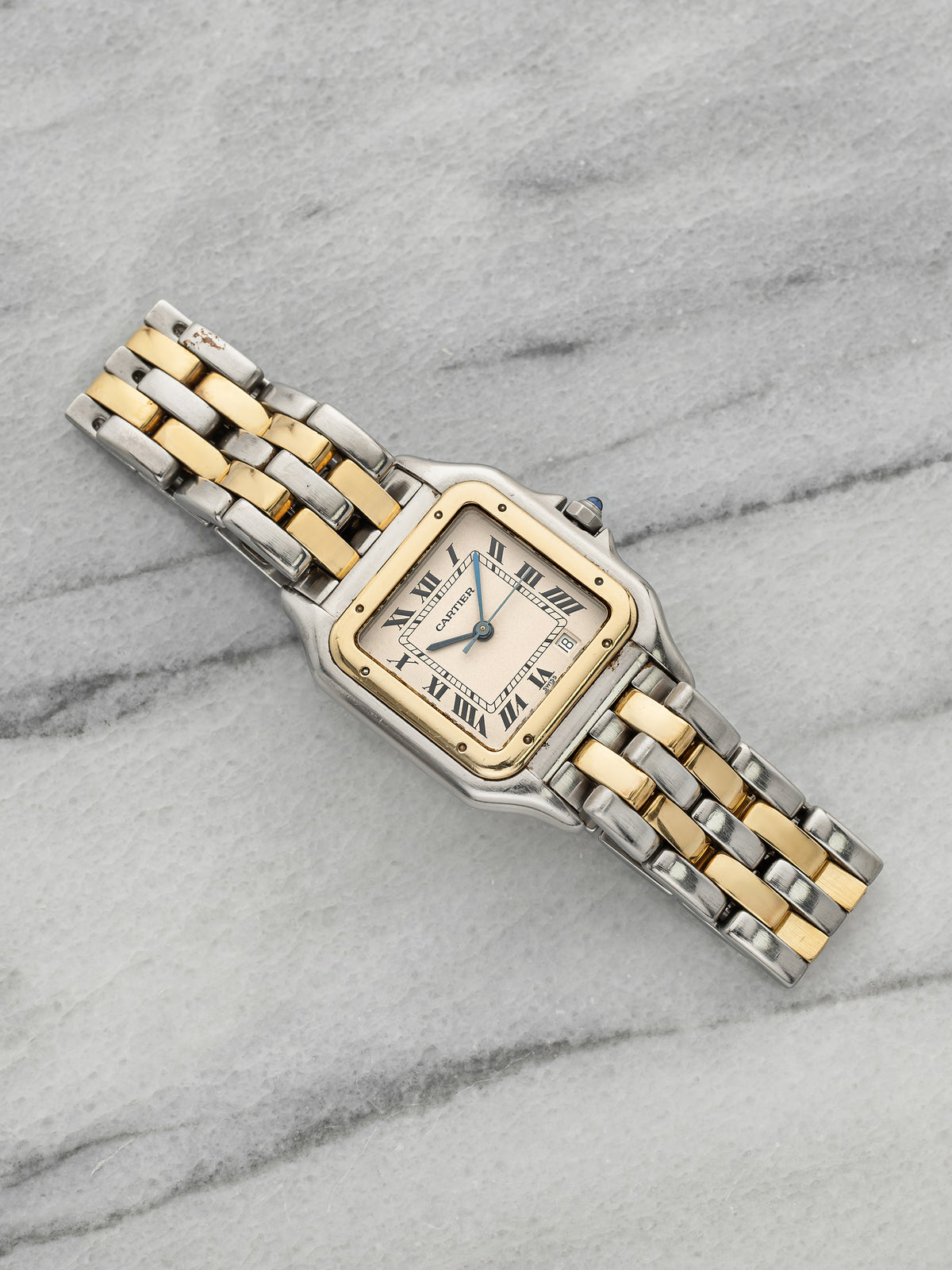 Vintage 1990s Cartier Panthere 183949 Two-Tone Cream Roman Dial Quartz 27mm