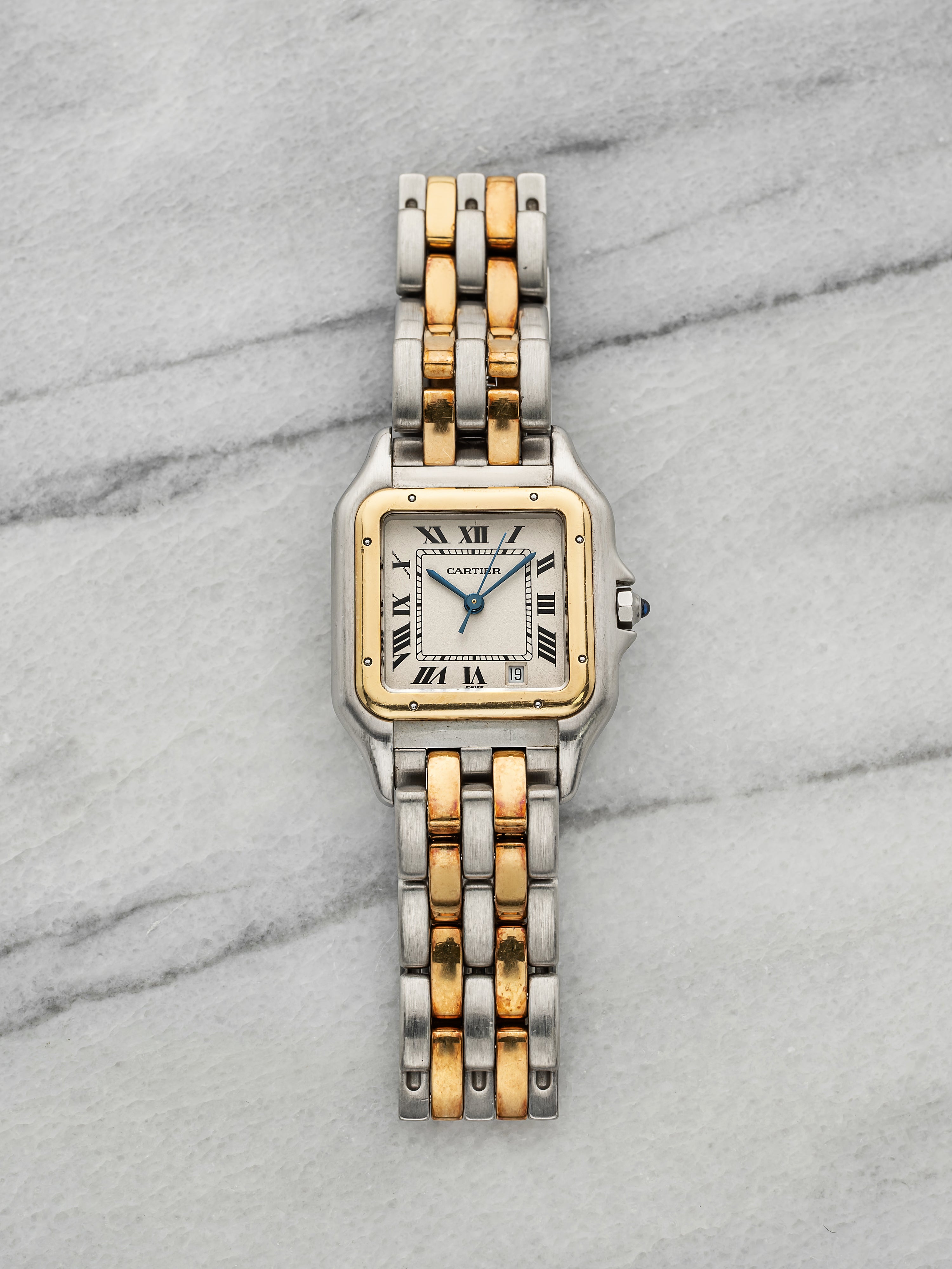 Vintage 1990s Cartier Panthere 183949 Two-Tone Cream Roman Dial Quartz 27mm