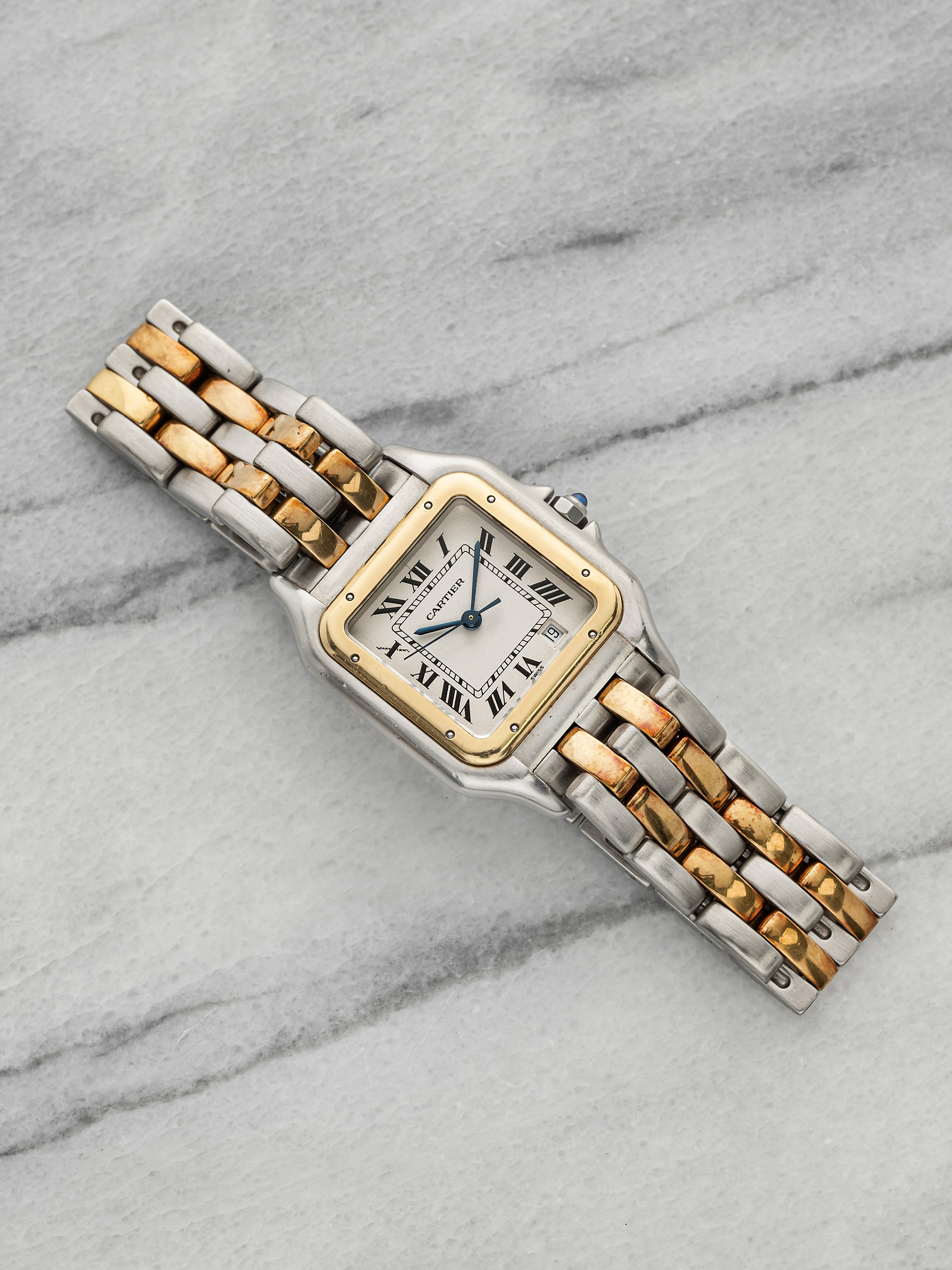 Vintage 1990s Cartier Panthere 183949 Two-Tone Cream Roman Dial Quartz 27mm