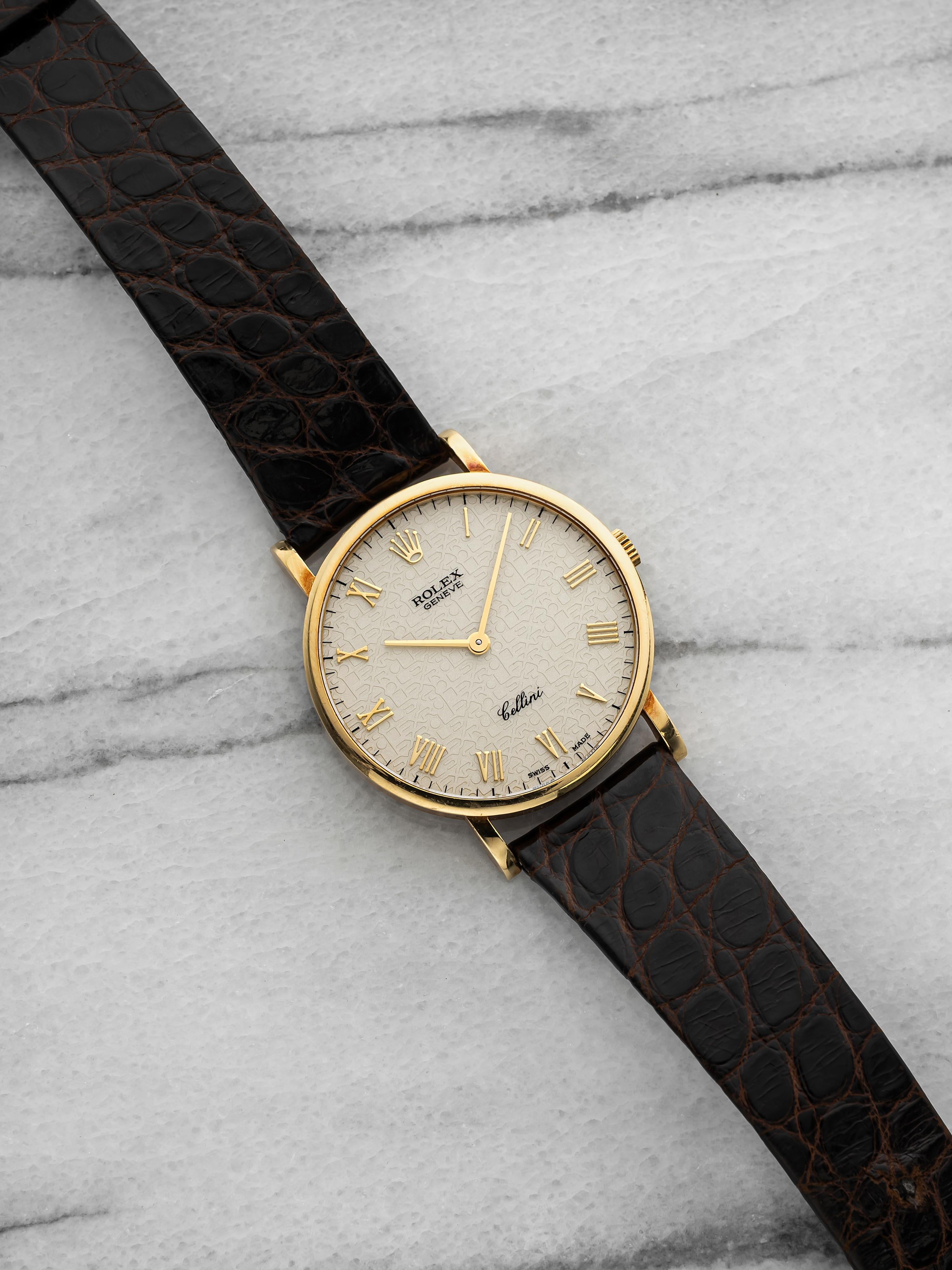 Vintage 1995 Rolex Cellini 5112 18k Yellow Gold White Roman Dial Manual 32mm