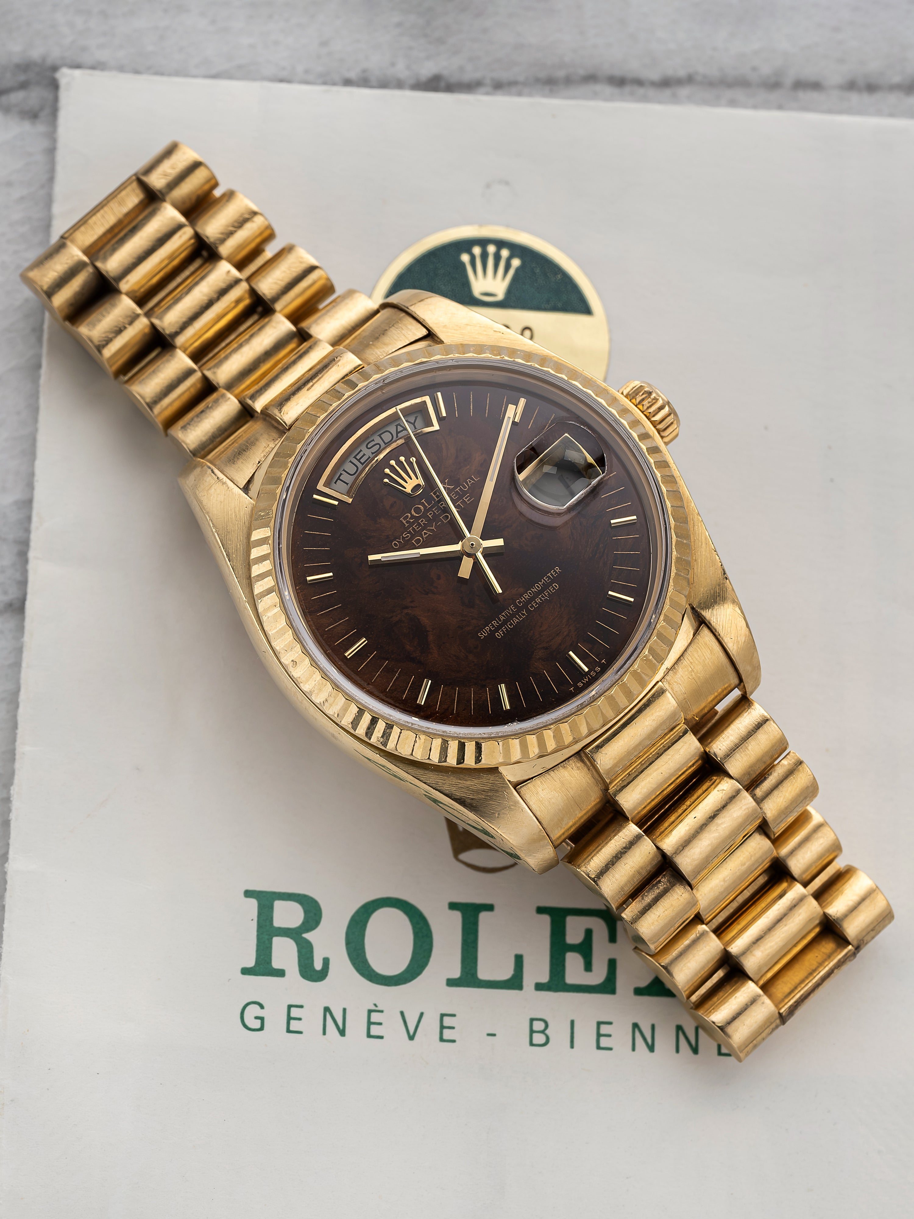 Rolex Daydate 18038 - Burlwood Dial.