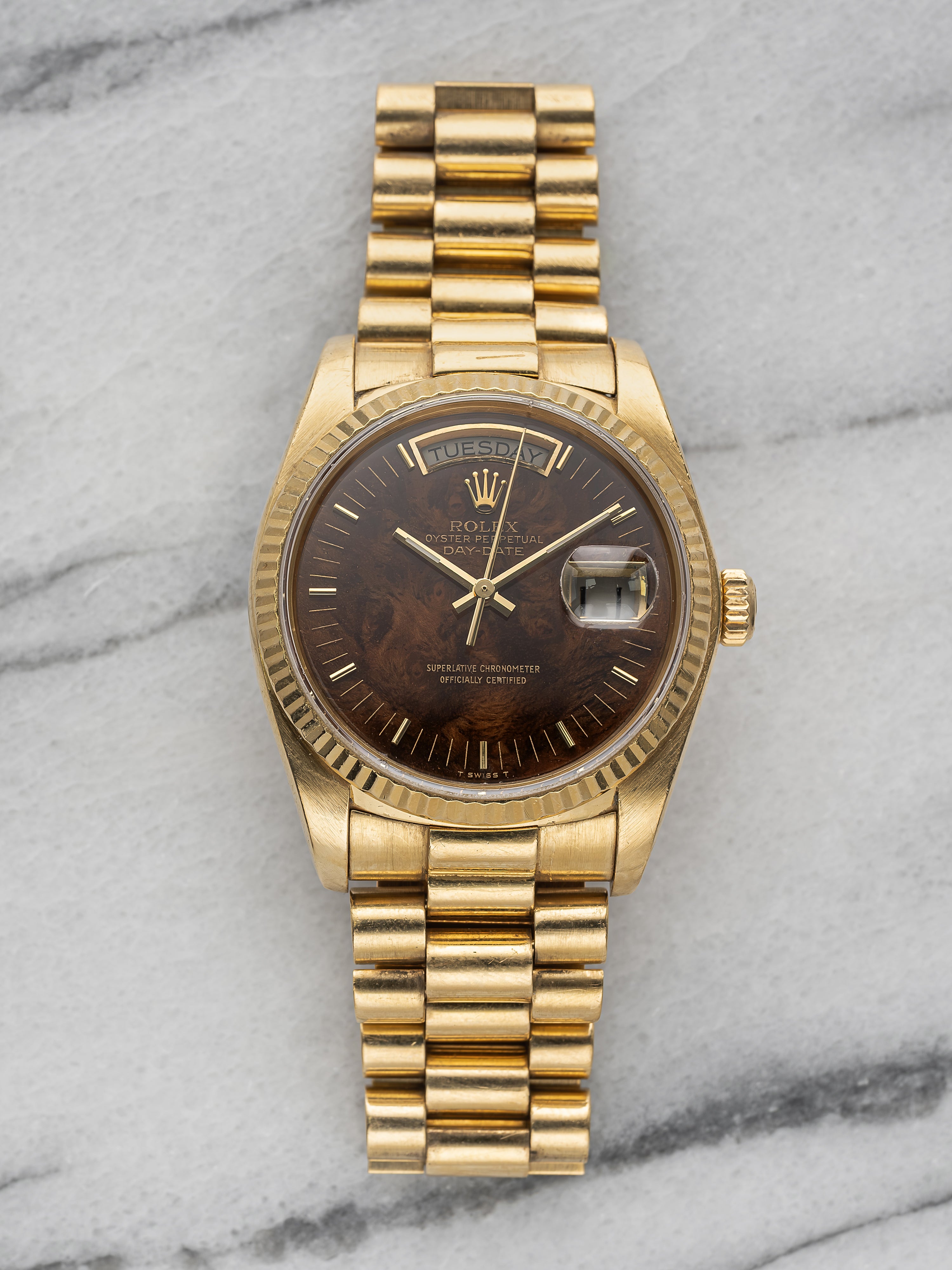 Rolex Daydate 18038 - Burlwood Dial.