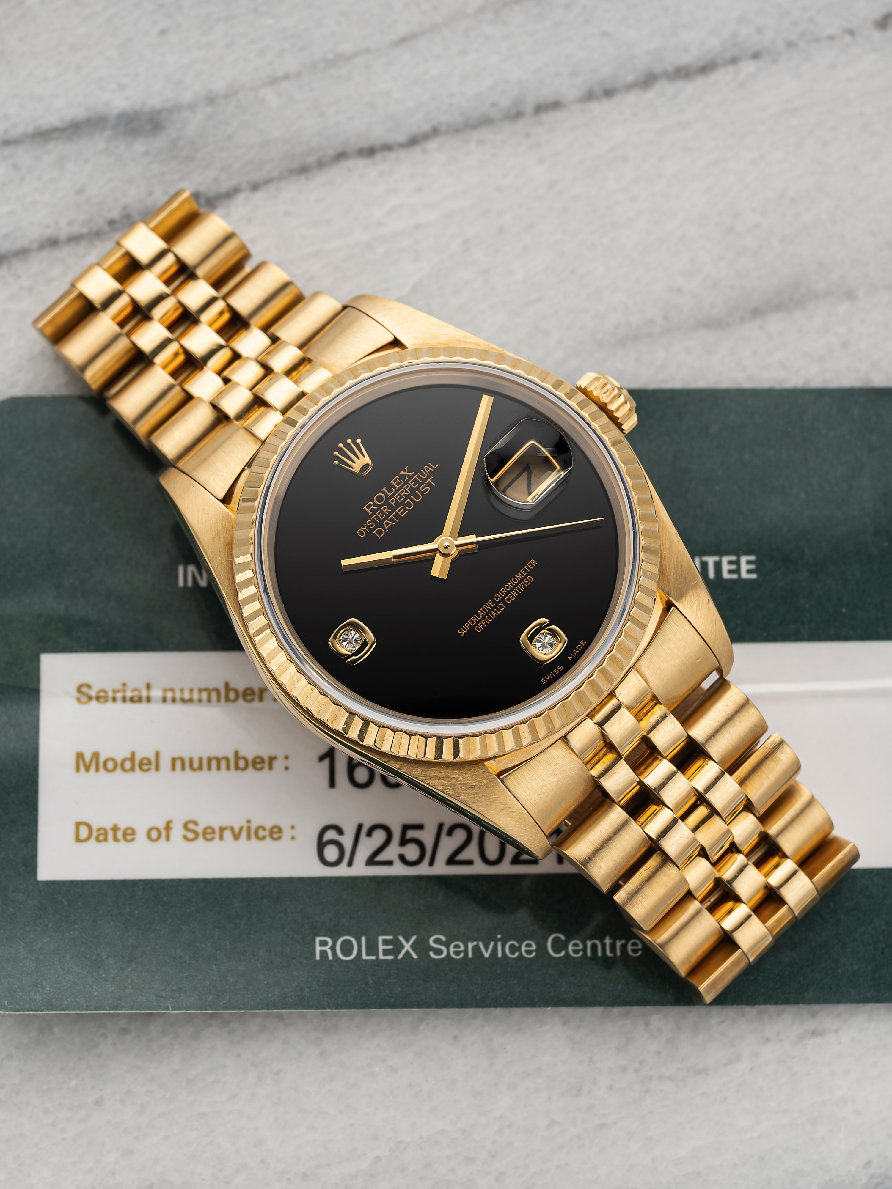 Rolex Datejust 16018 - Onyx Diamond Dial.