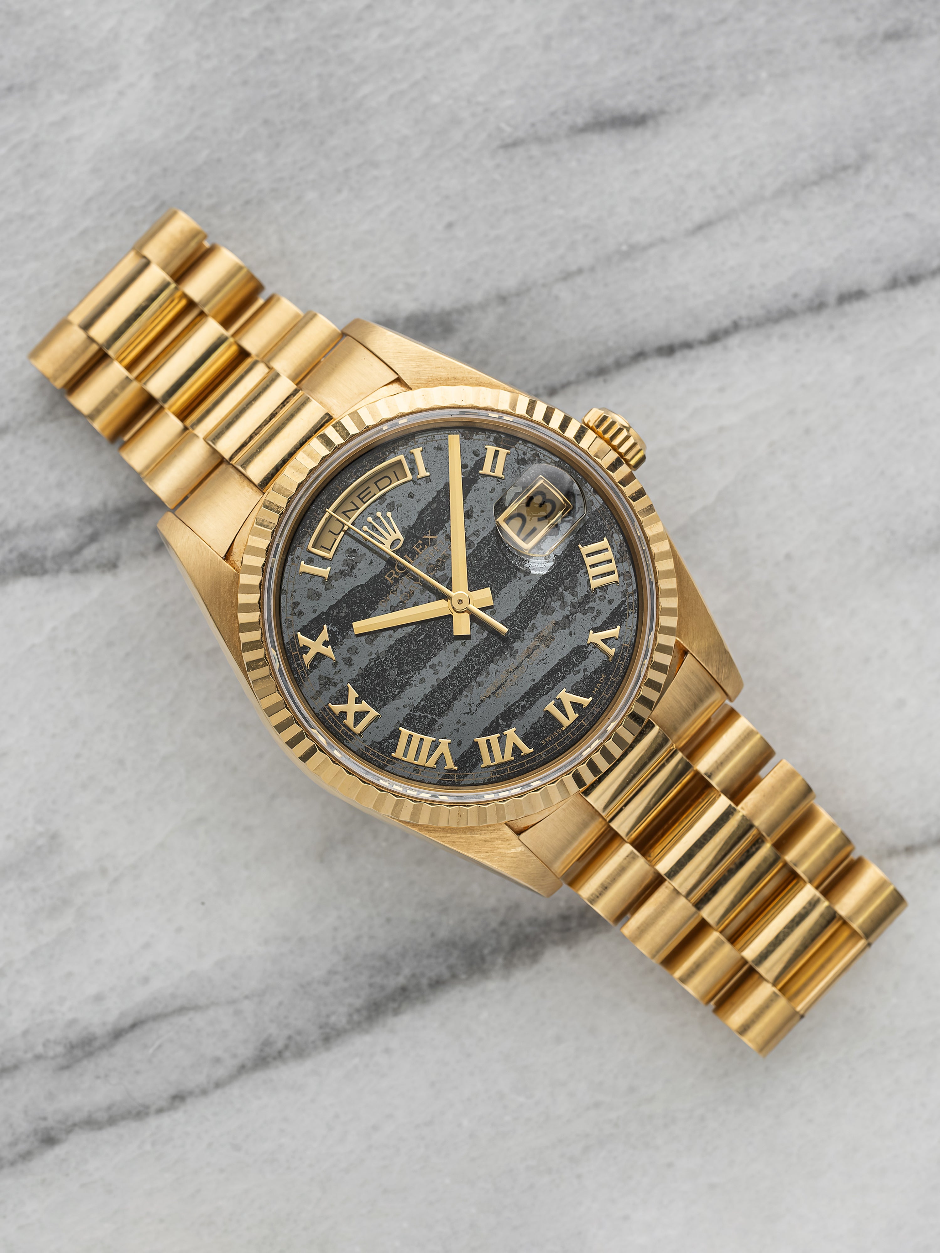 1994 Rolex Day-Date 18238 – 18K YG Rare Ferrite Stone Dial