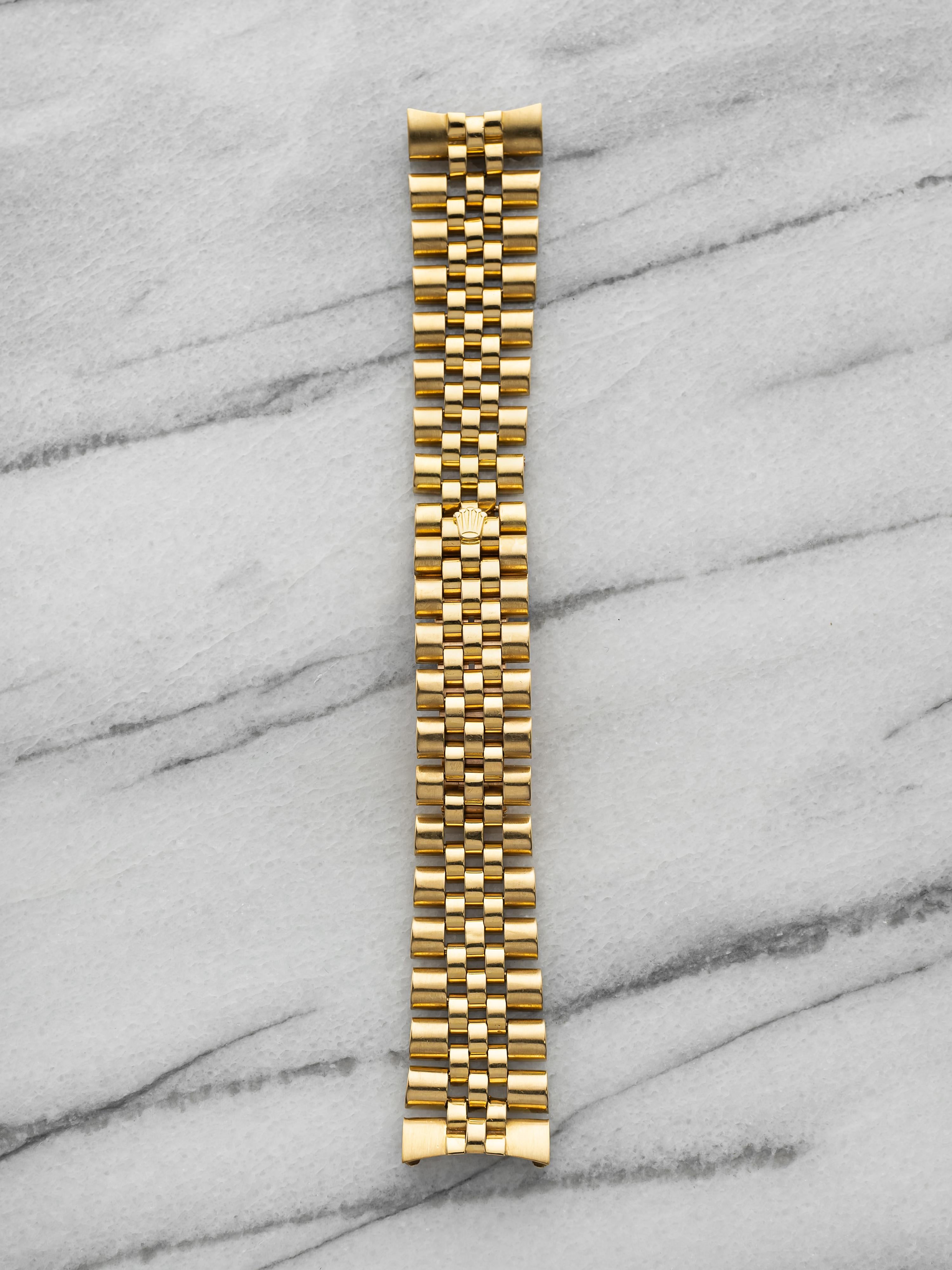 Vintage 1980s Rolex Jubilee 8386 18K Yellow Gold 20mm Bracelet 49 End Links