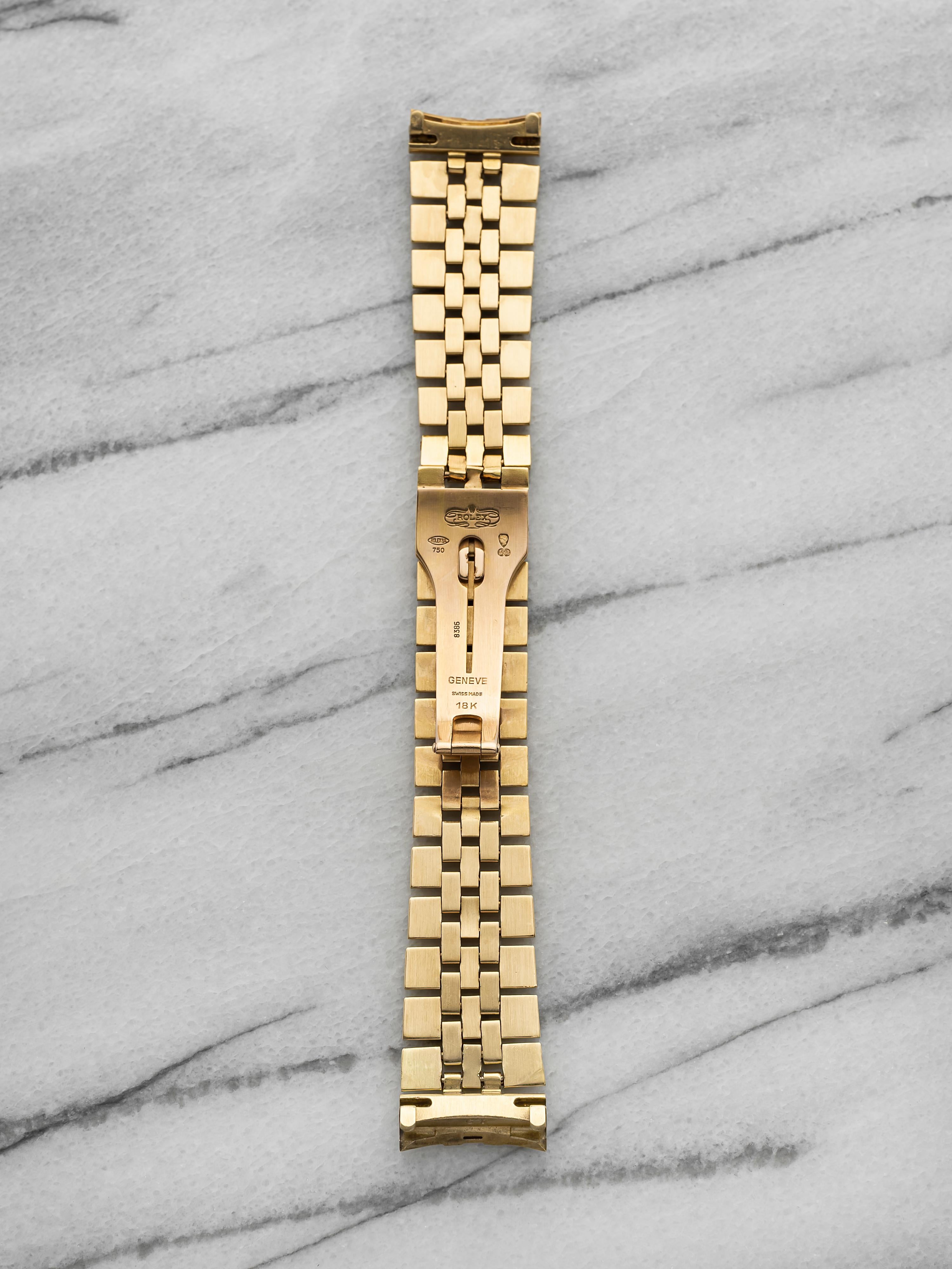 Vintage 1980s Rolex Jubilee 8386 18K Yellow Gold 20mm Bracelet 49 End Links