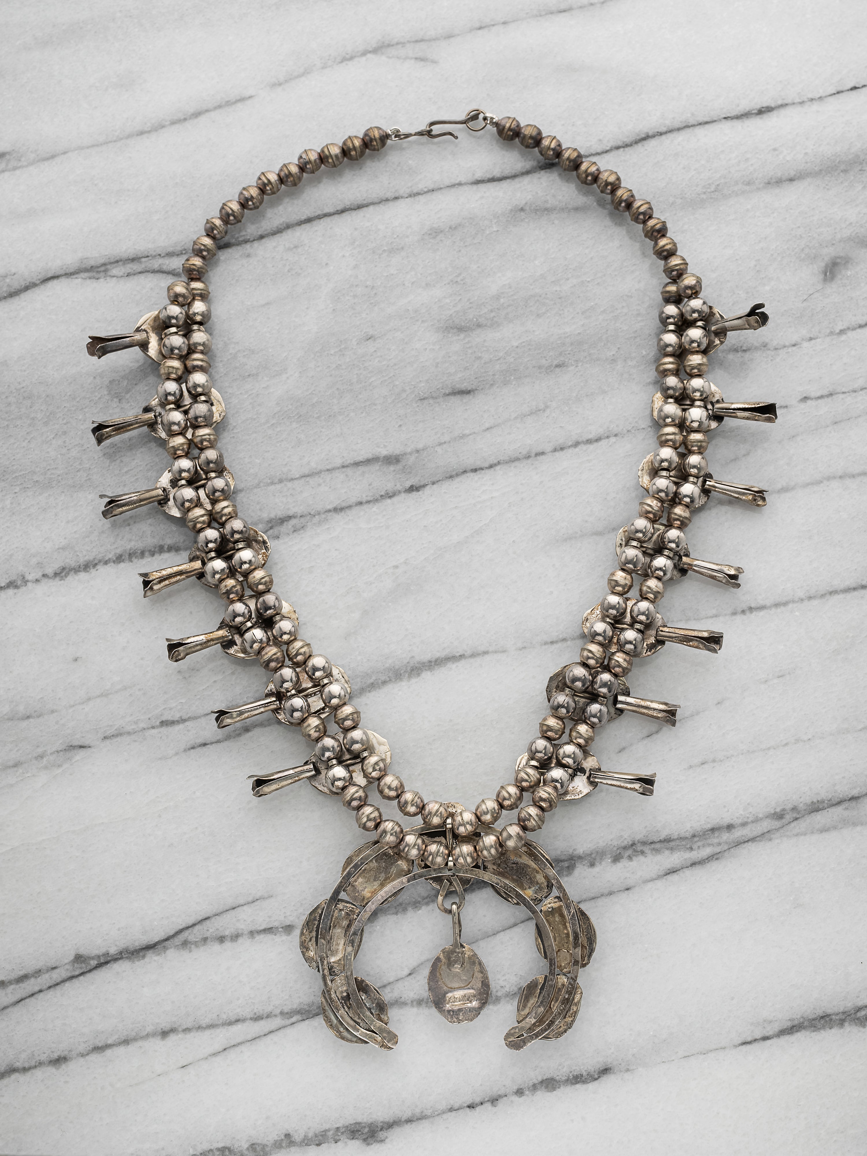 Vintage Squash Blossom Necklace with Turquoise