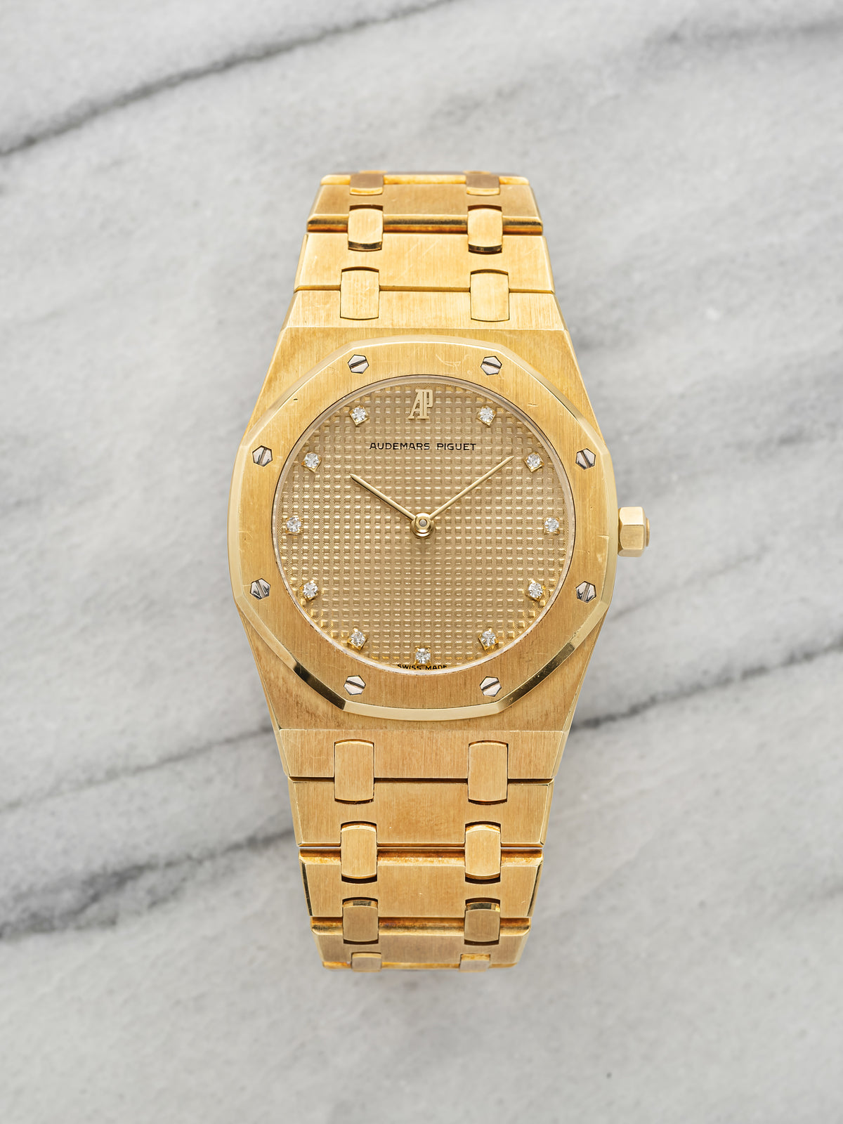 Vintage 1980s Audemars Piguet Royal Oak 56143BA 18K YG Champagne Diamond 33mm