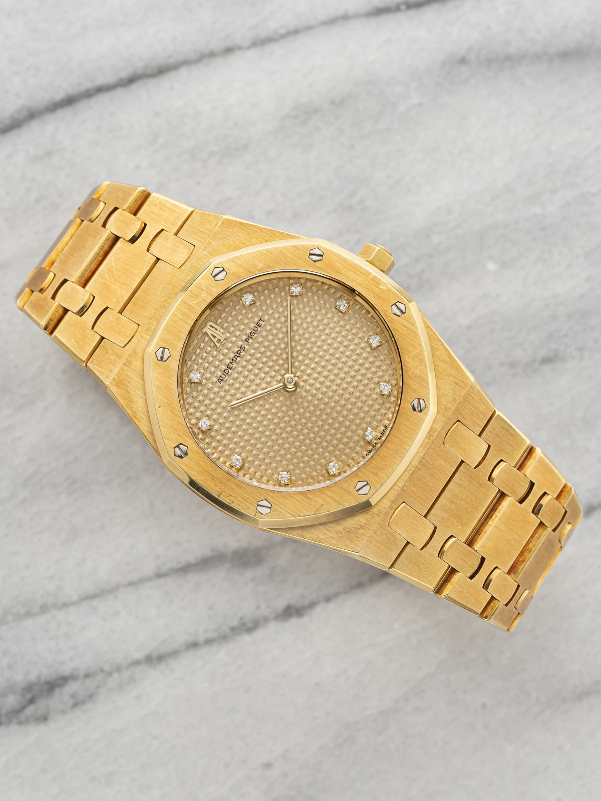 Vintage 1980s Audemars Piguet Royal Oak 56143BA 18K YG Champagne Diamond 33mm