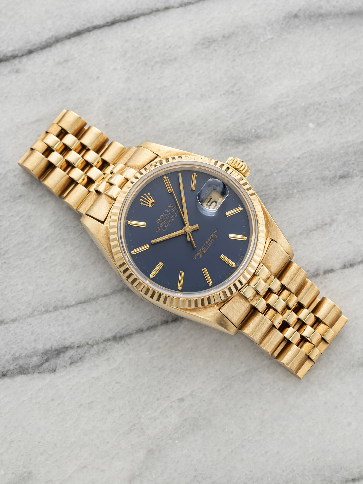 Vintage 1978 Rolex Datejust 16018 18K Yellow Gold Purple Dial Automatic 36mm
