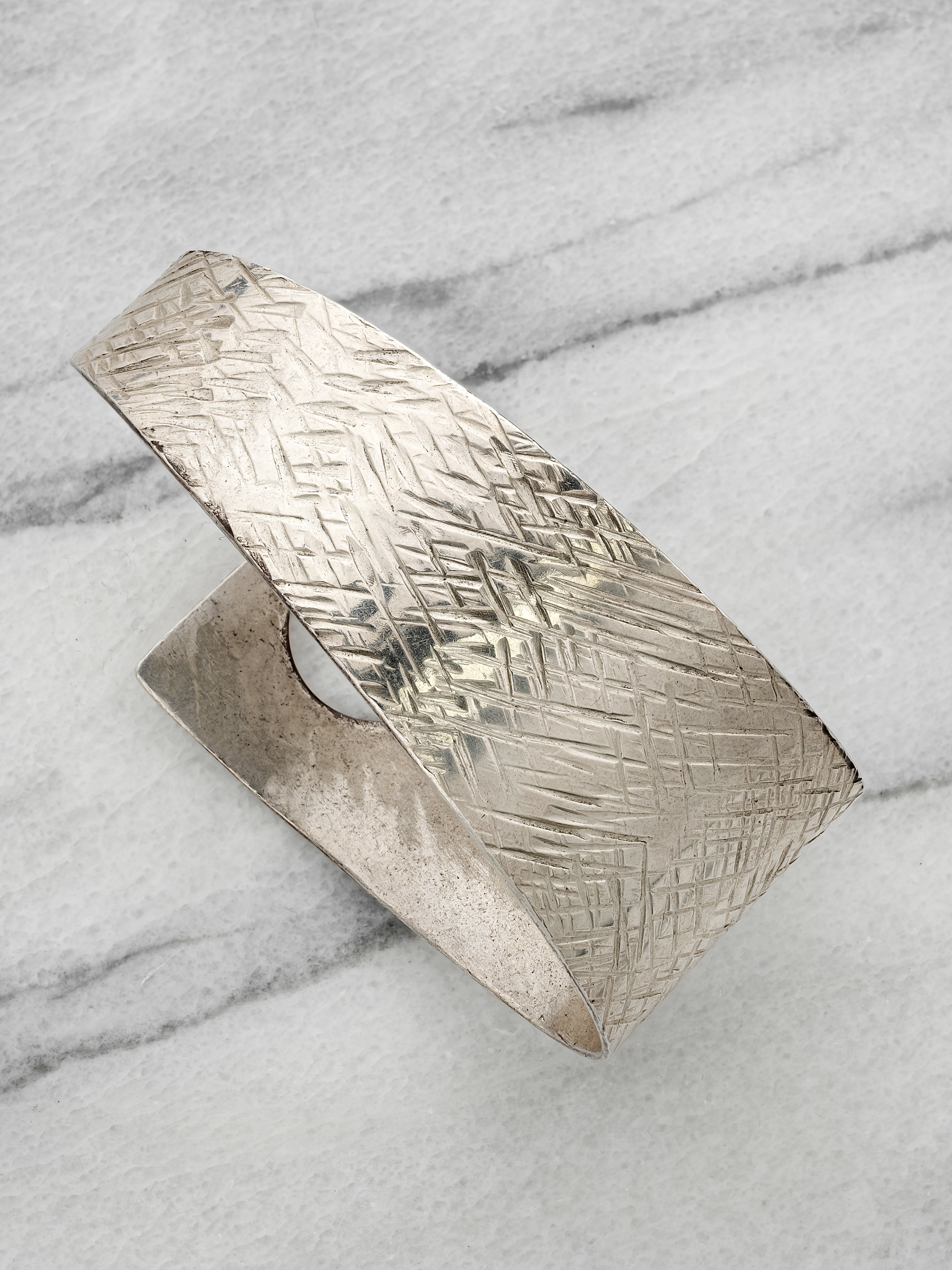 Vintage MCM Sculptural Sterling Silver Bracelet