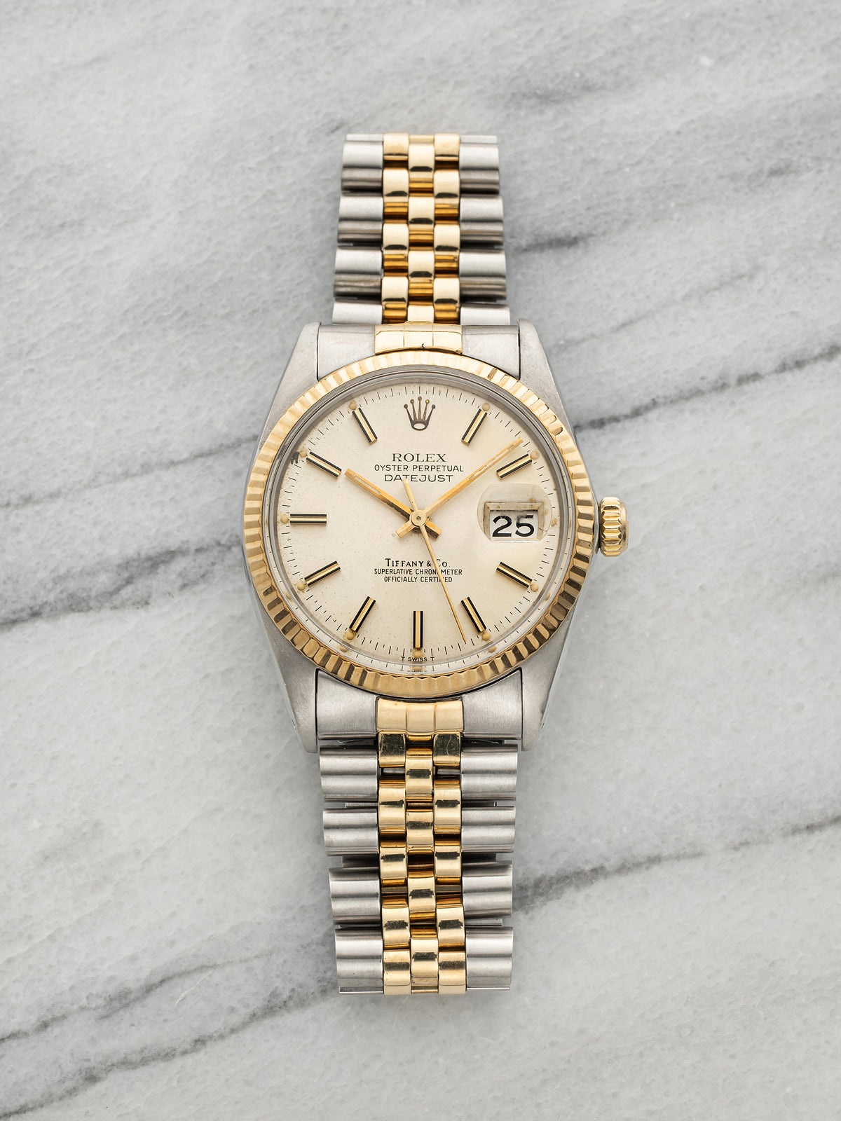 Vintage 1981 Rolex Datejust 16013 Two-Tone Silver Tiffany & Co. Dial Auto 36mm