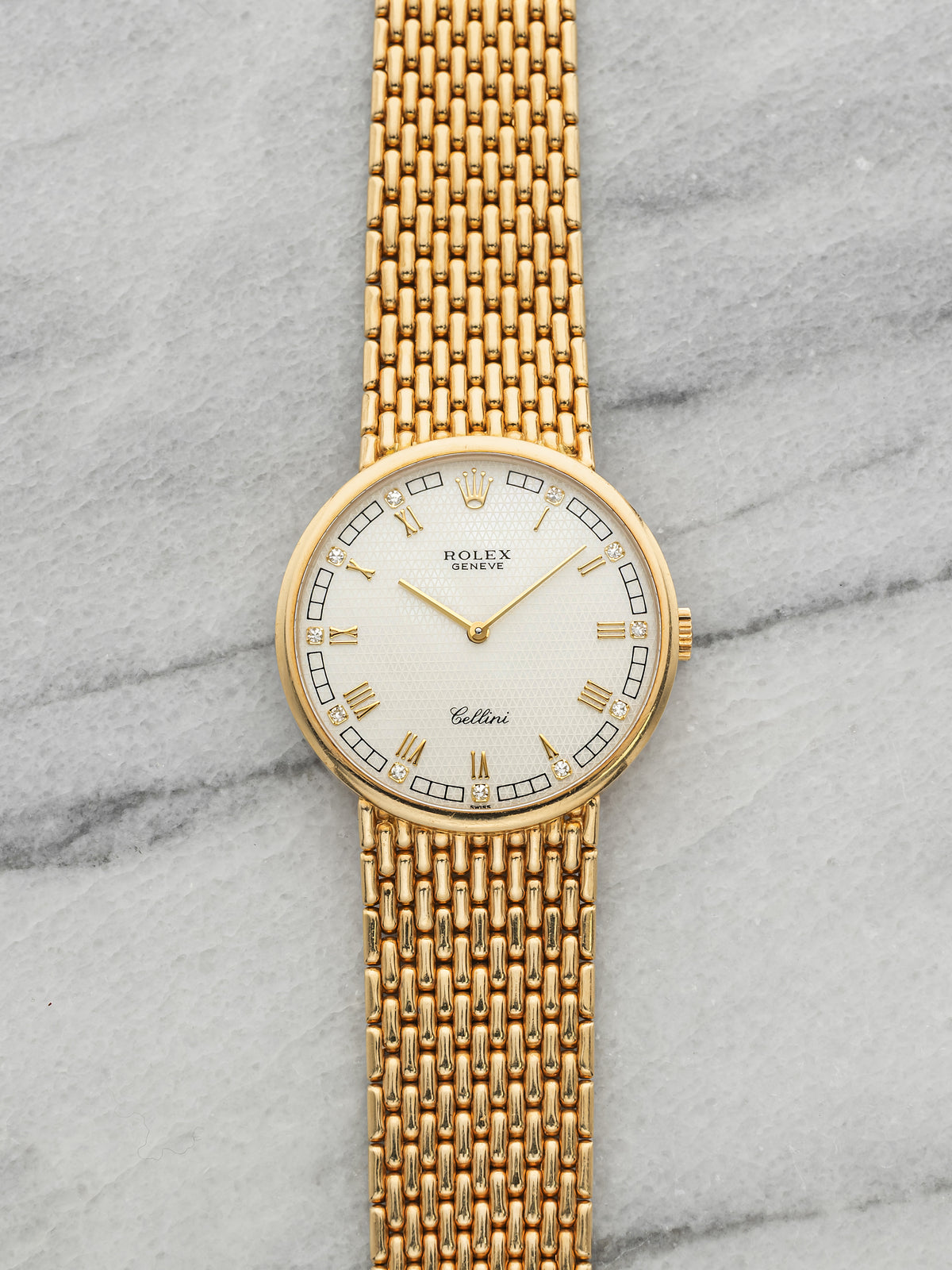 Vintage 1988 Rolex Cellini 5042 18K YG Mother of Pearl Diamond Dial Manual 32mm