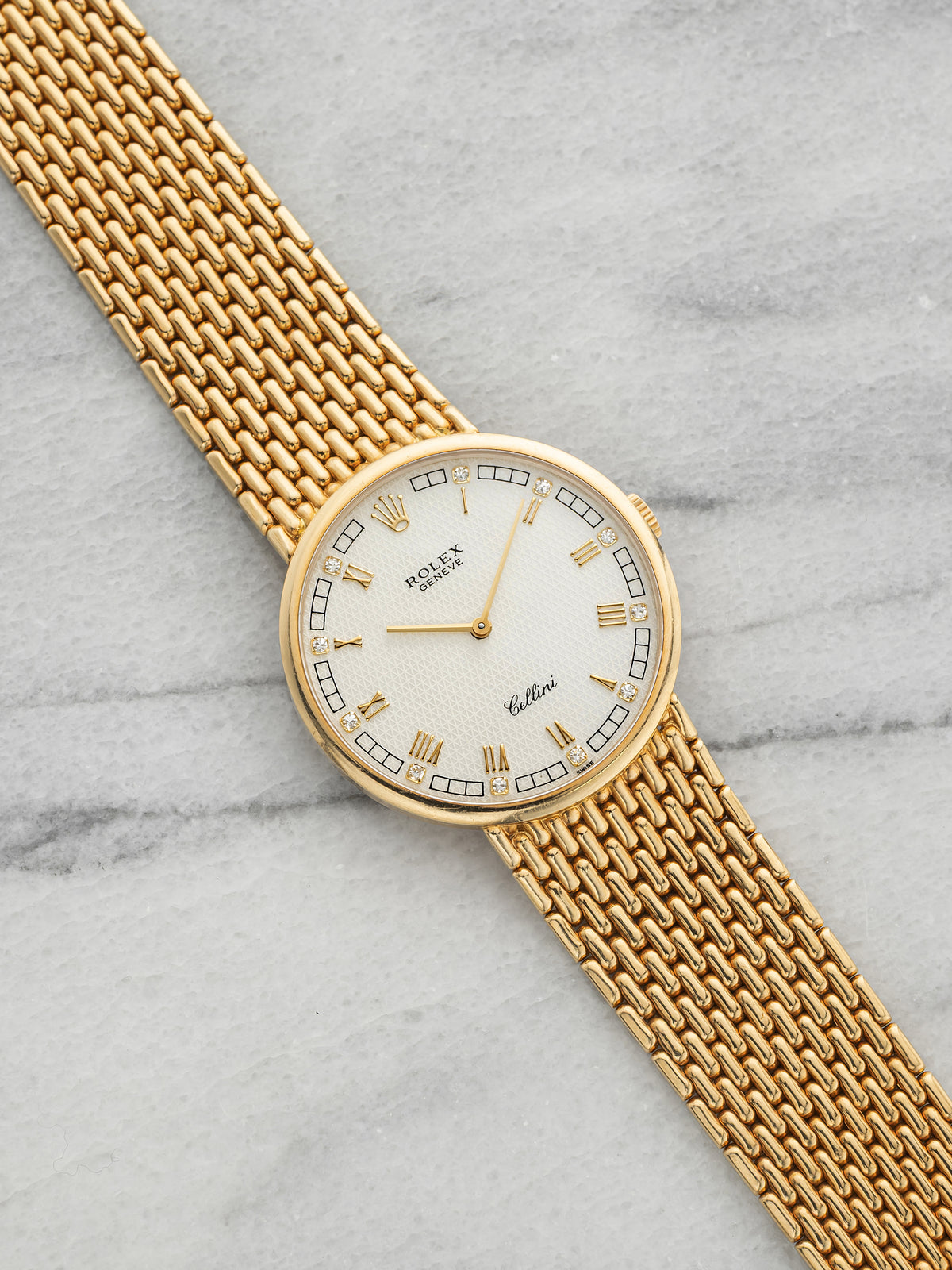 Vintage 1988 Rolex Cellini 5042 18K YG Mother of Pearl Diamond Dial Manual 32mm