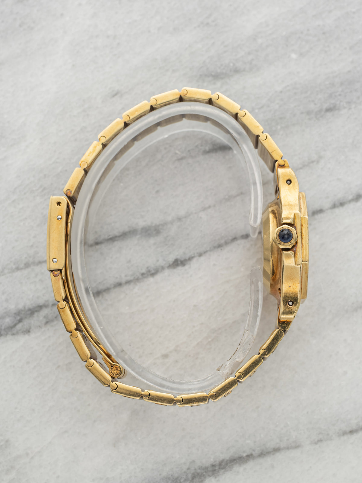 Vintage 1979 Cartier Lady Santos Octagonal 0906 18K YG White Roman Auto 24mm