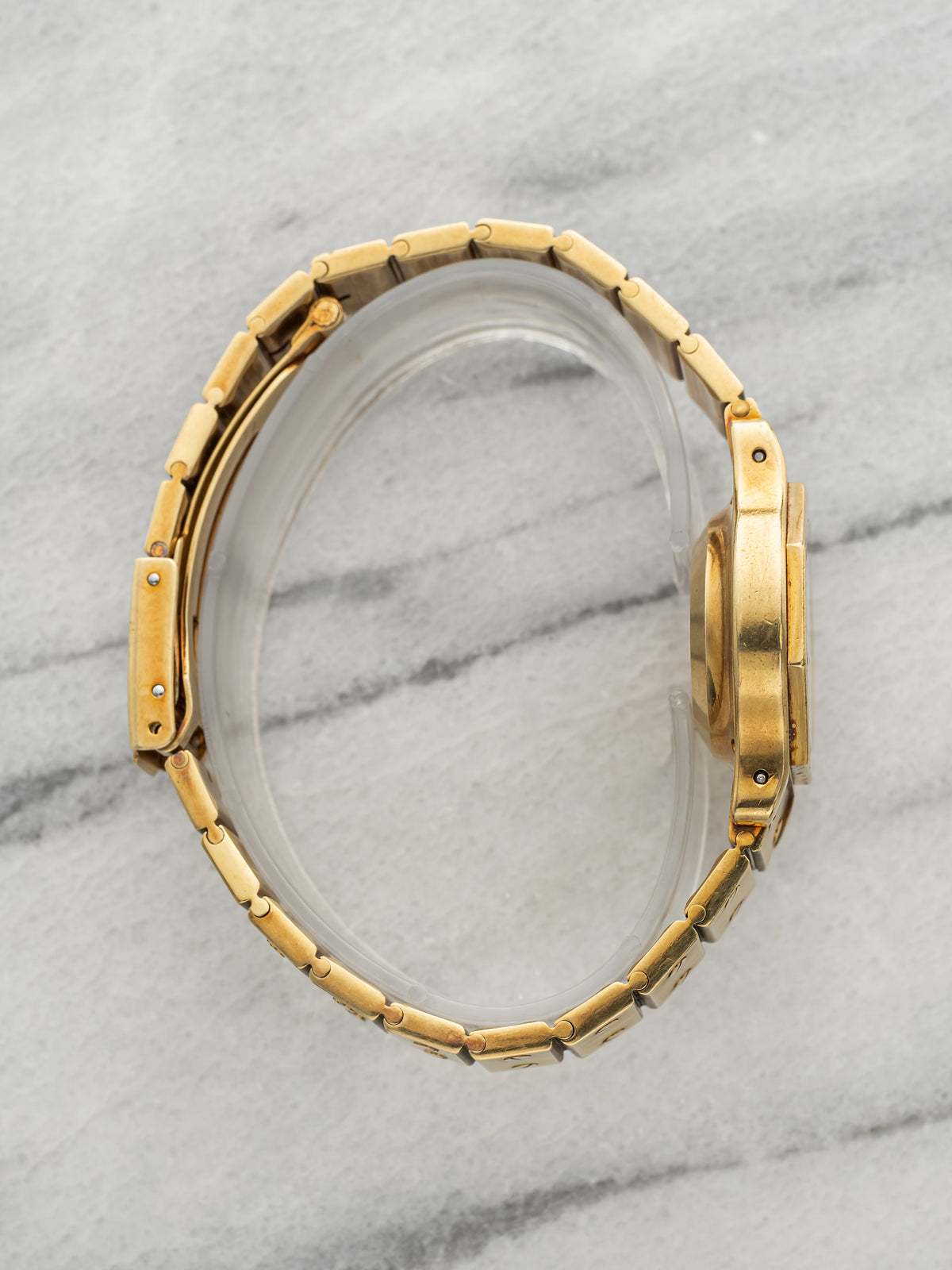Vintage 1979 Cartier Lady Santos Octagonal 0906 18K YG White Roman Auto 24mm