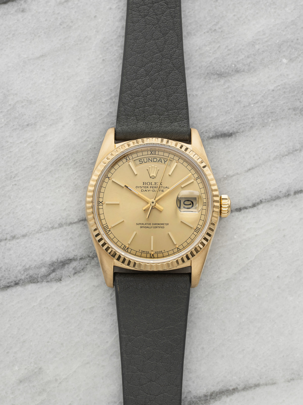 Vintage 1979 Rolex Day-Date 18038 18K Yellow Gold Champagne Dial Auto 36mm