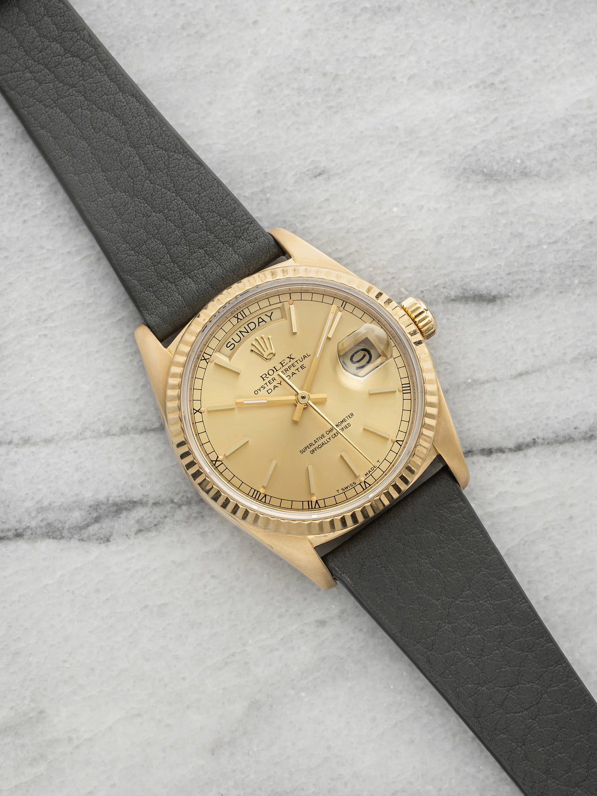 Vintage 1979 Rolex Day-Date 18038 18K Yellow Gold Champagne Dial Auto 36mm