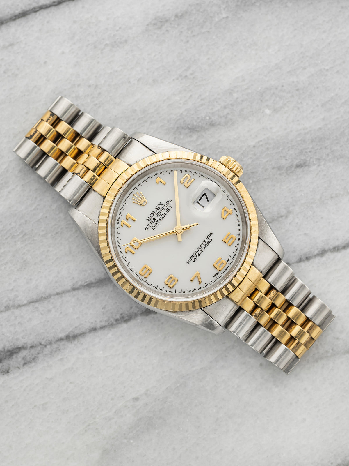 Vintage 1997 Rolex Datejust 16233 Two-Tone White Arabic Dial Automatic 36mm