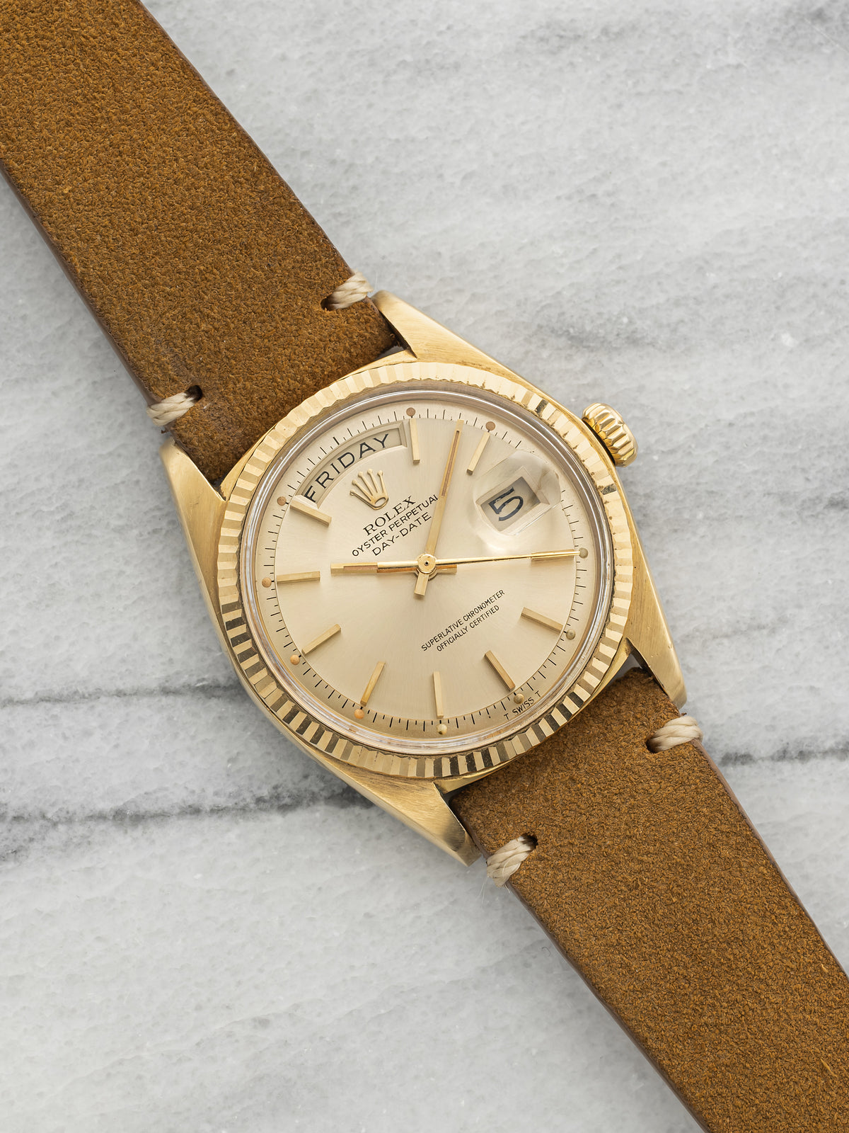 Vintage 1975 Rolex Day-Date 1803 18K YG Champagne Dial Automatic 36mm