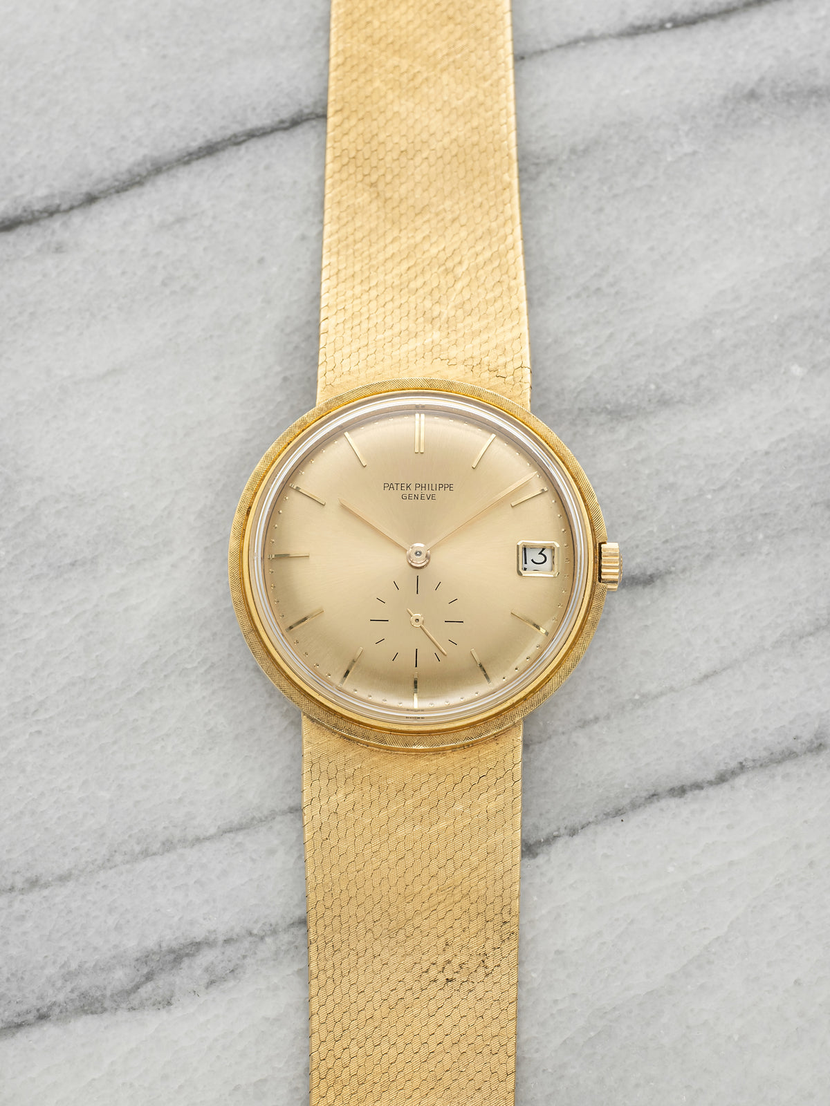 Vintage 1970s Patek Philippe Calatrava 3445 18K YG Champagne Dial Auto 35mm