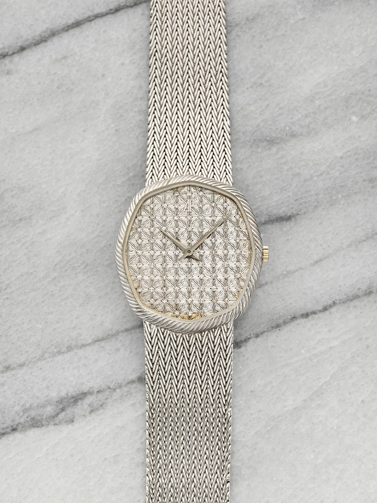 Vintage 1985 Audemars Piguet Octagonal 4062 18K WG Diamond Pave Dial Manual 29mm