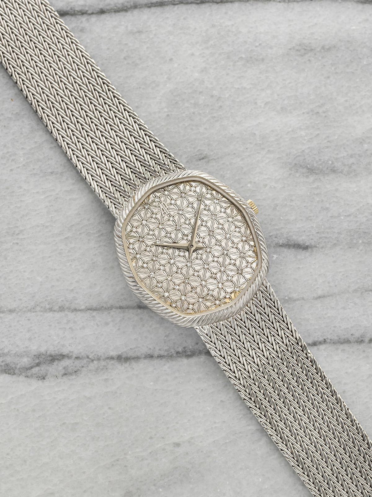Vintage 1985 Audemars Piguet Octagonal 4062 18K WG Diamond Pave Dial Manual 29mm