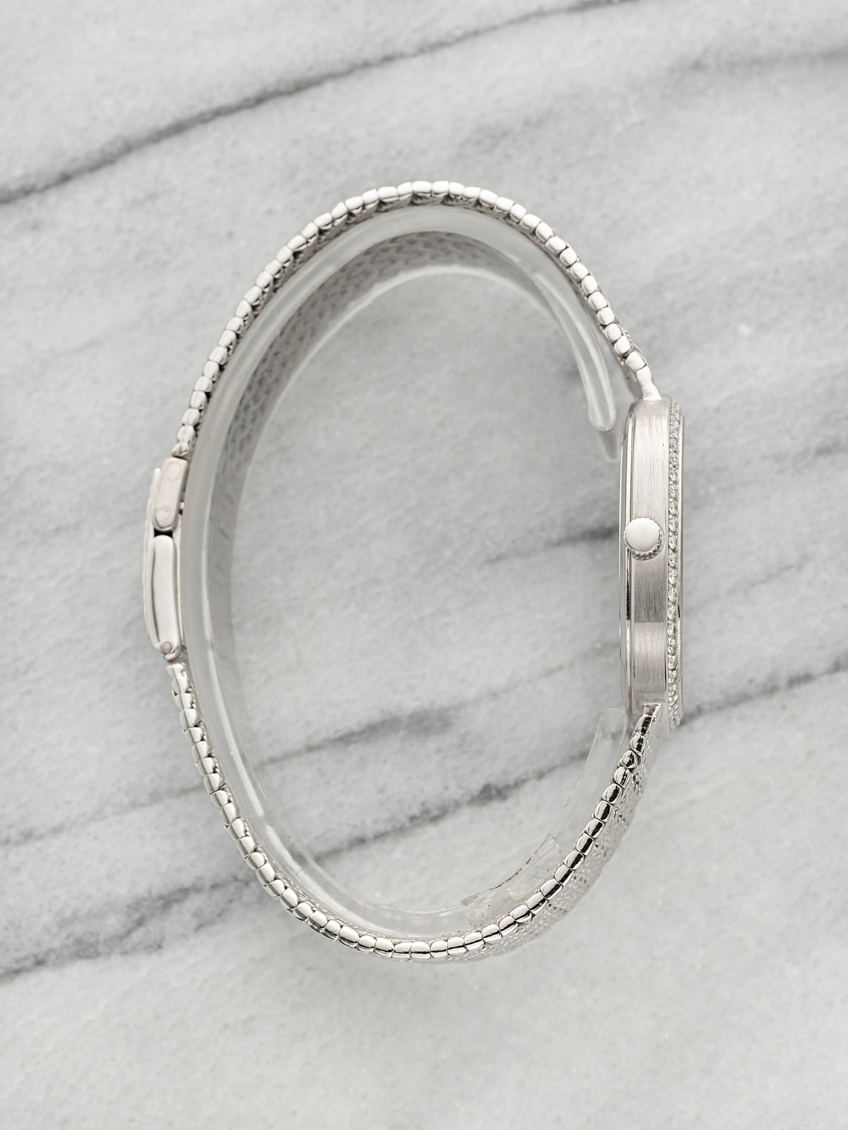 2000s Audemars Piguet Ellipse 14647BC 18K White Gold Silver Diamond Manual 29mm