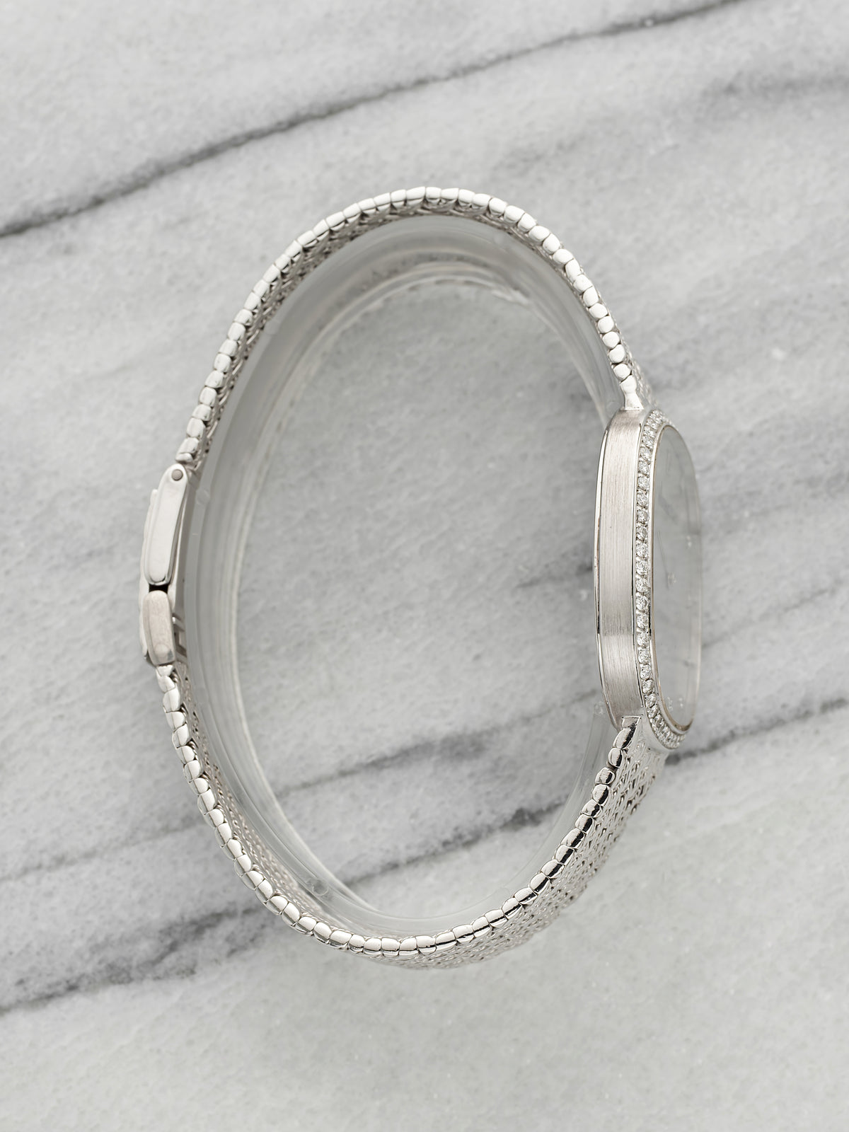 2000s Audemars Piguet Ellipse 14647BC 18K White Gold Silver Diamond Manual 29mm