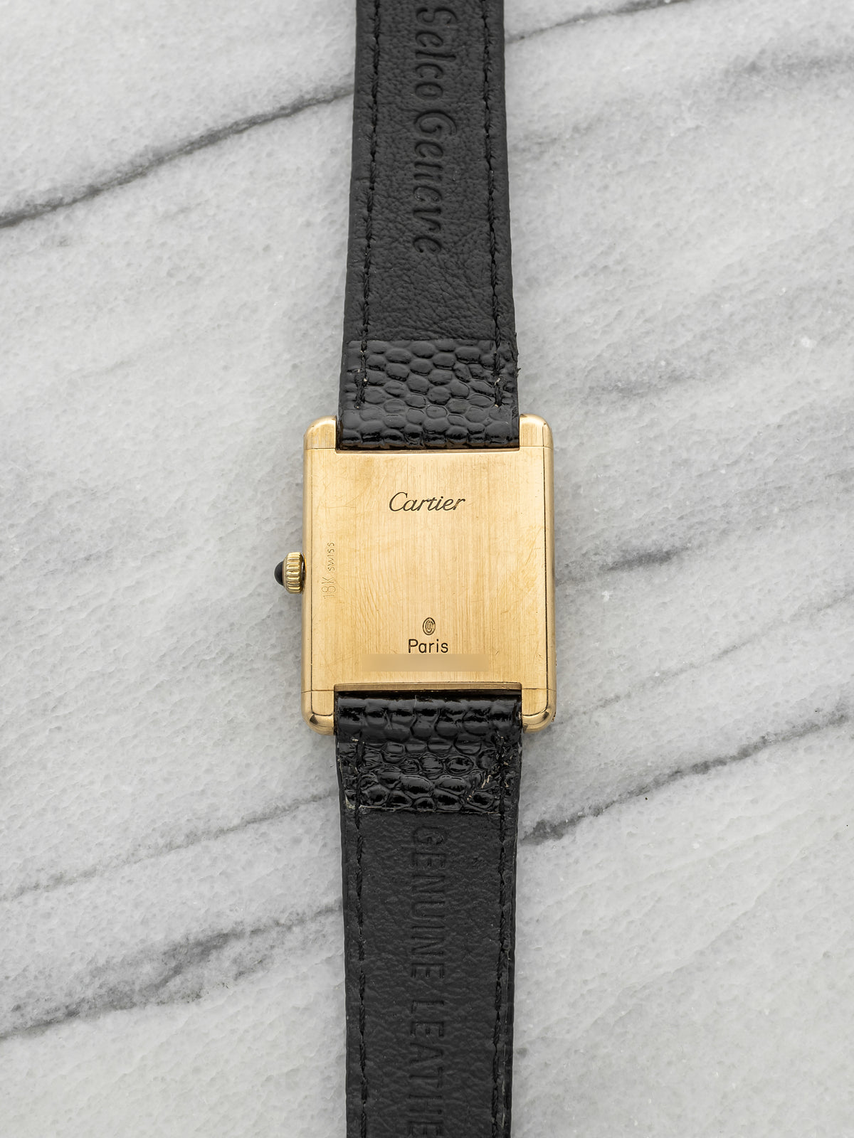 Vintage 1970s Cartier Tank Louis 78086 18K YG White Roman Dial Manual 23mm