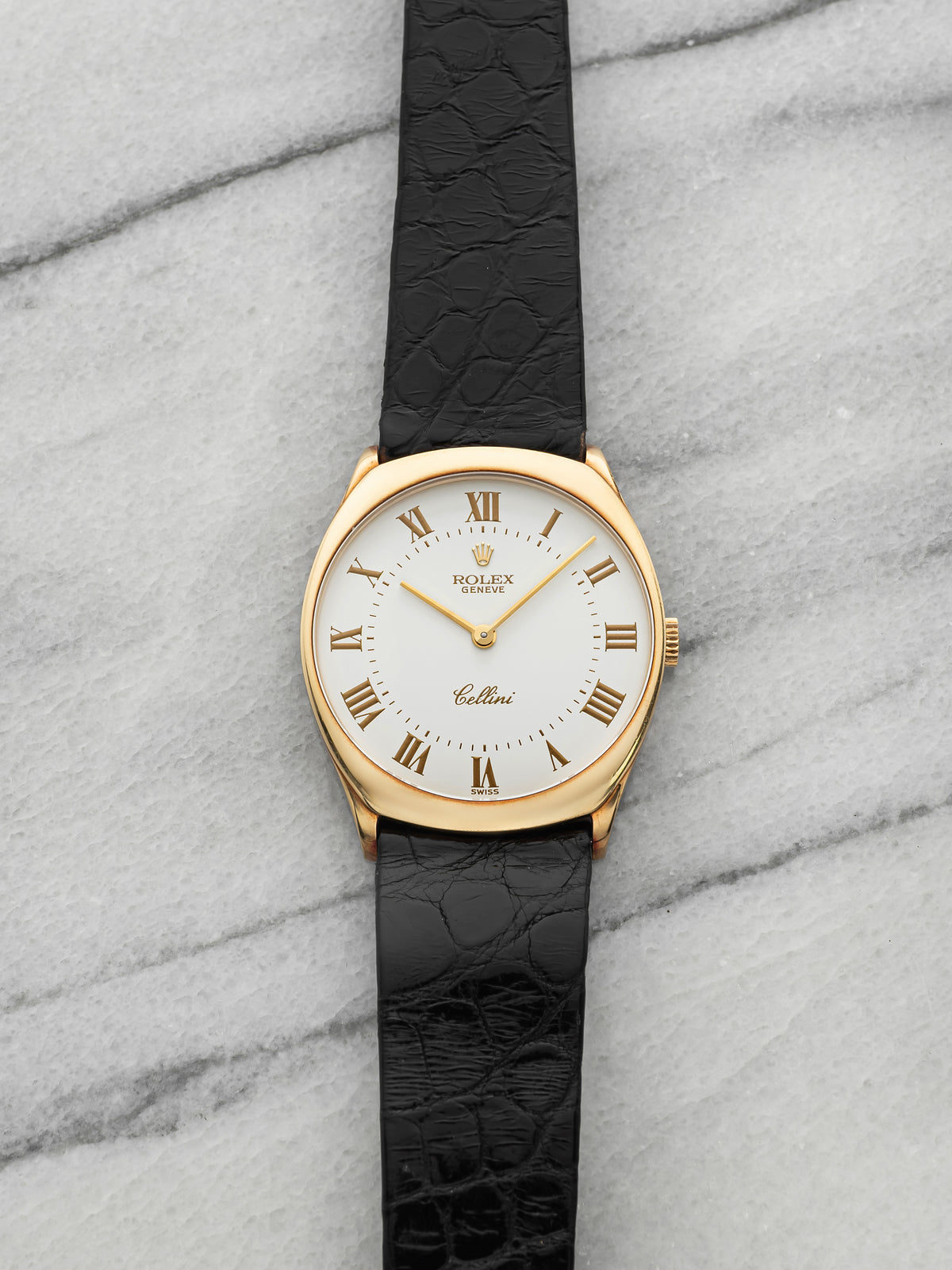 Vintage 1995 Rolex Cellini 4133 18K Yellow Gold White Roman Dial Manual 31mm