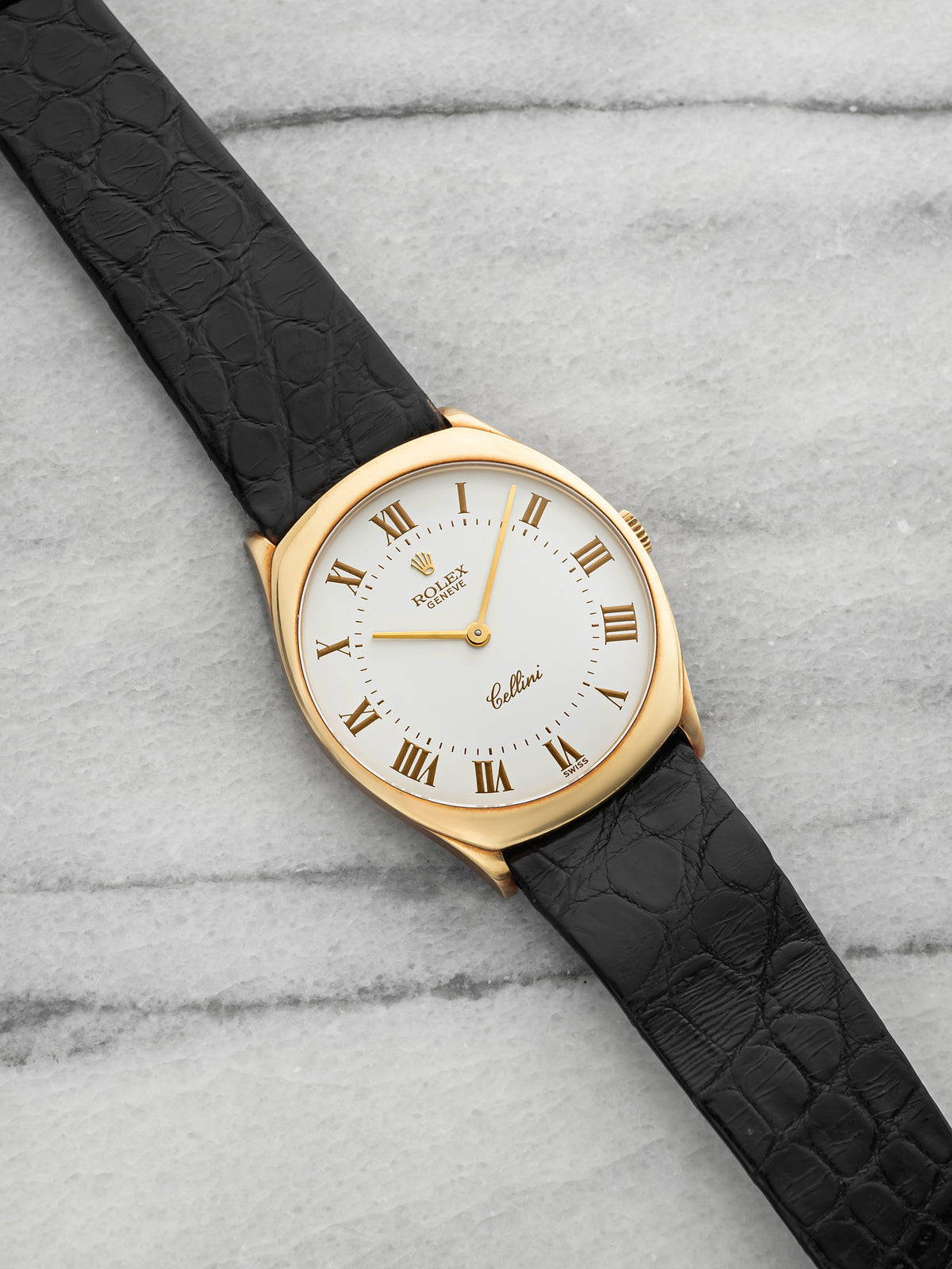 Vintage 1995 Rolex Cellini 4133 18K Yellow Gold White Roman Dial Manual 31mm