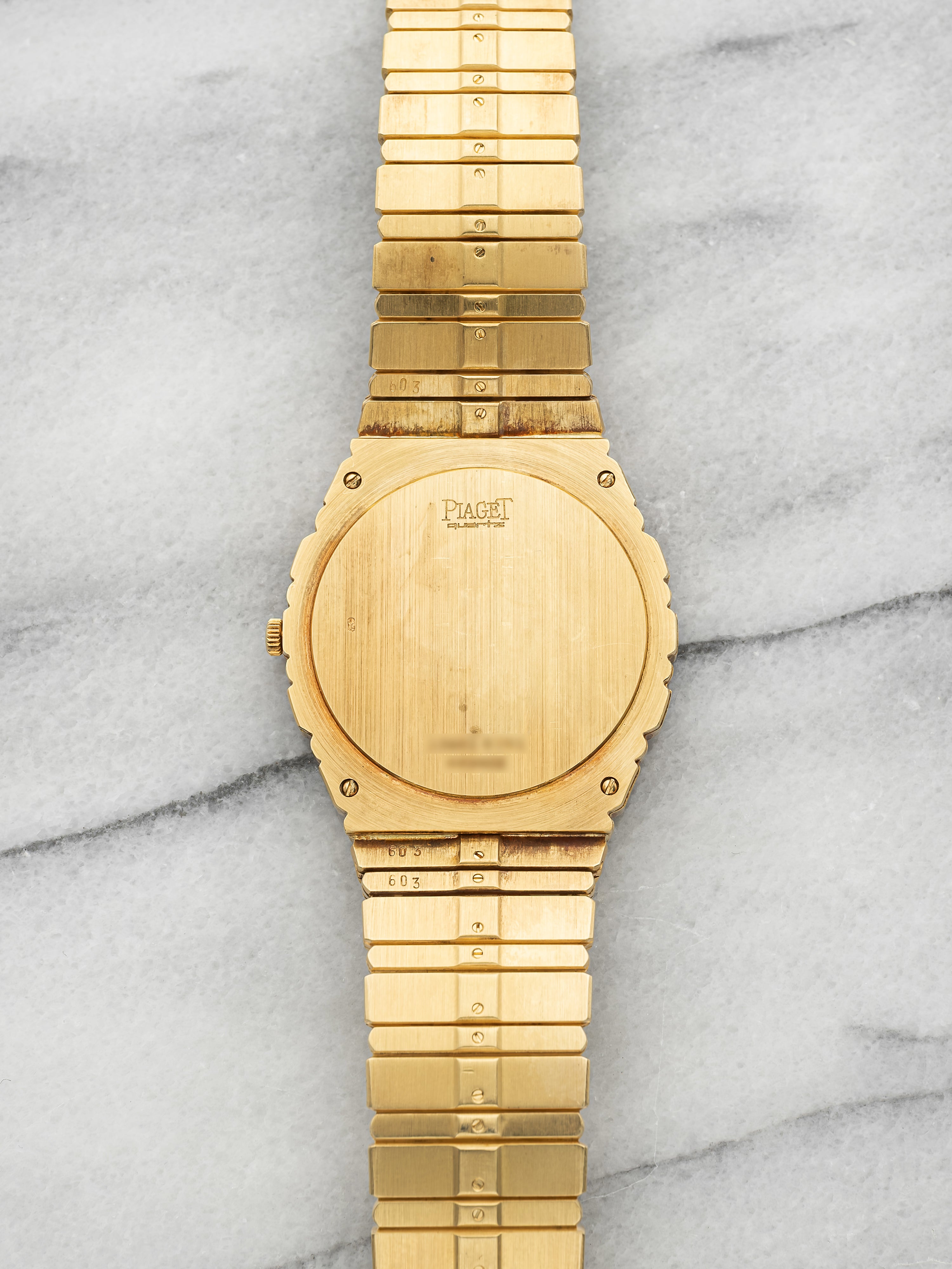 Vintage 1980s Piaget Polo 15661 C701 18K YG Champagne Dial Quartz 34mm