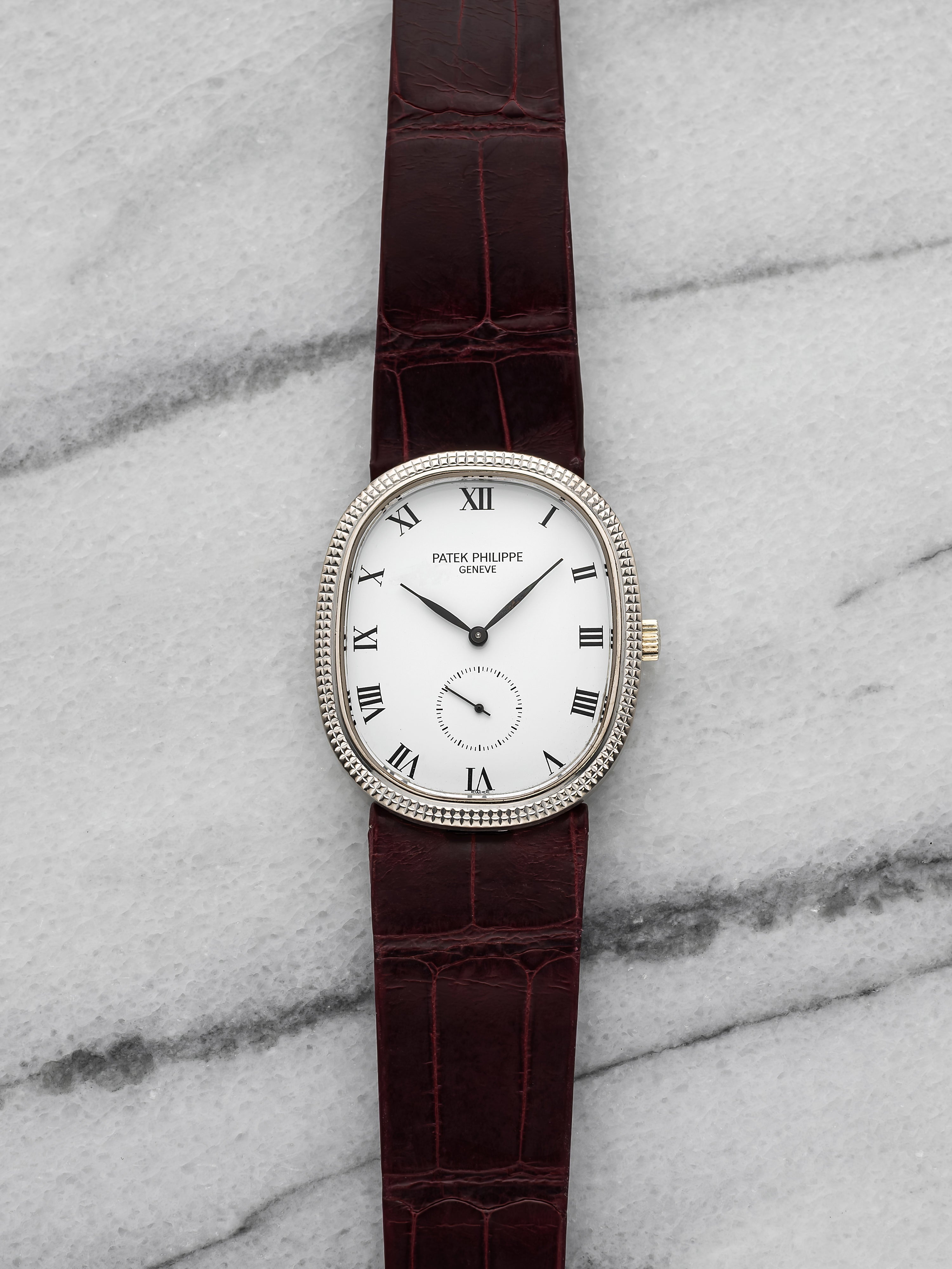 Patek Philippe Ellipse 3989 - 18K White Gold, White Roman Dial