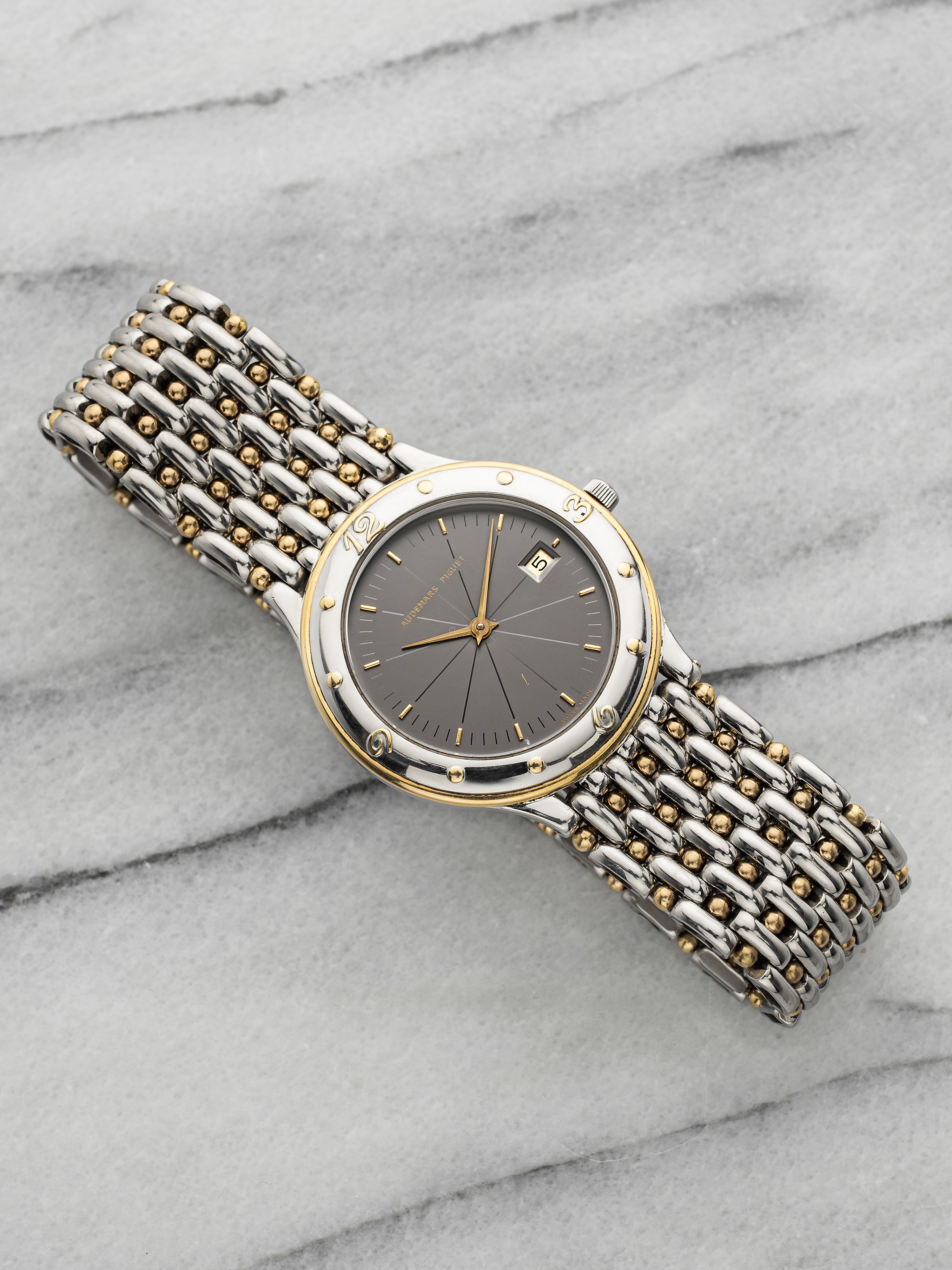 Vintage 1980s Audemars Piguet Two-Tone Grey 'Hash' Dial Quartz 34mm