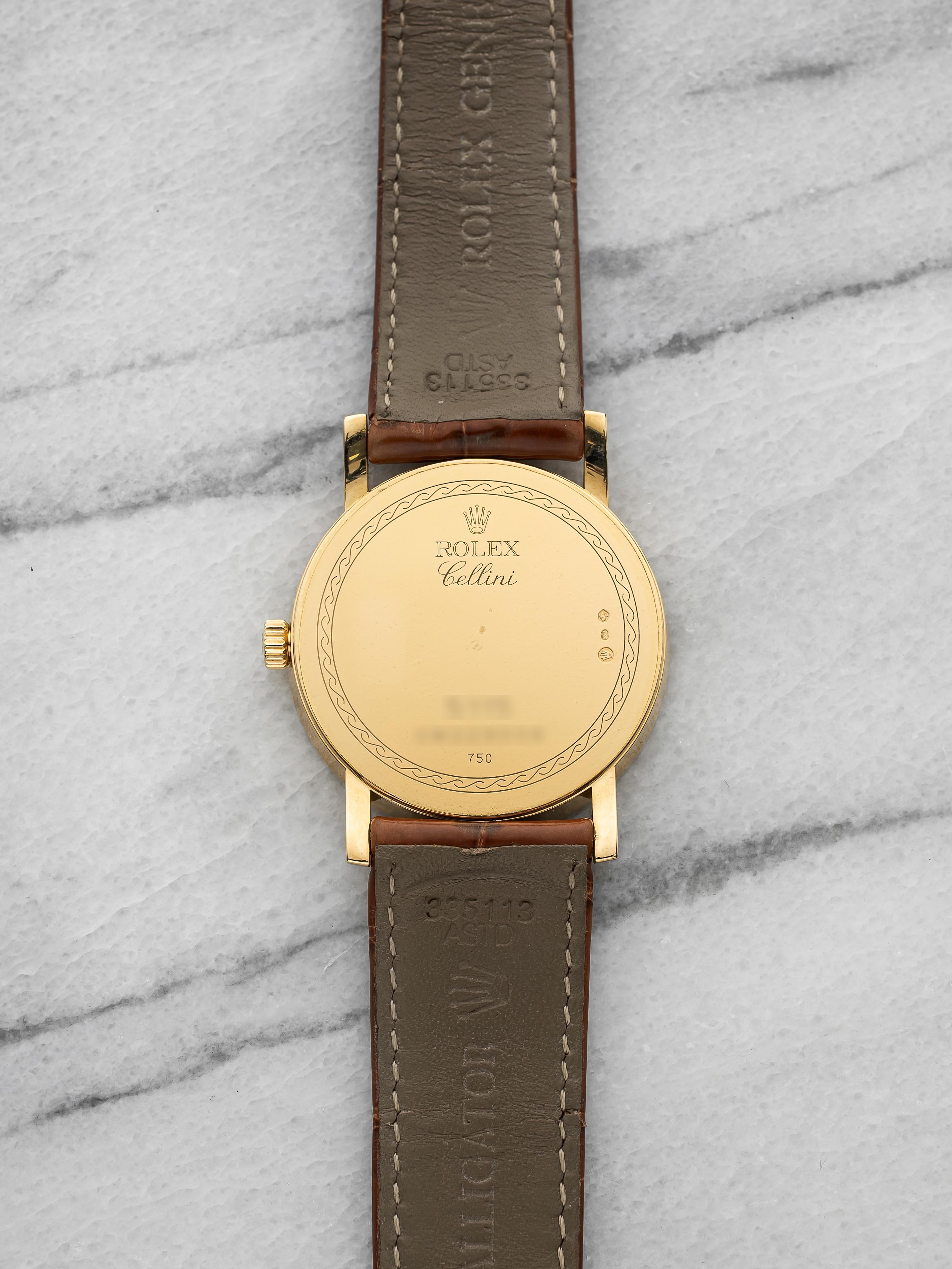 Vintage 1999 Rolex Cellini 5115 18K YG Grey Dial Manual 26mm
