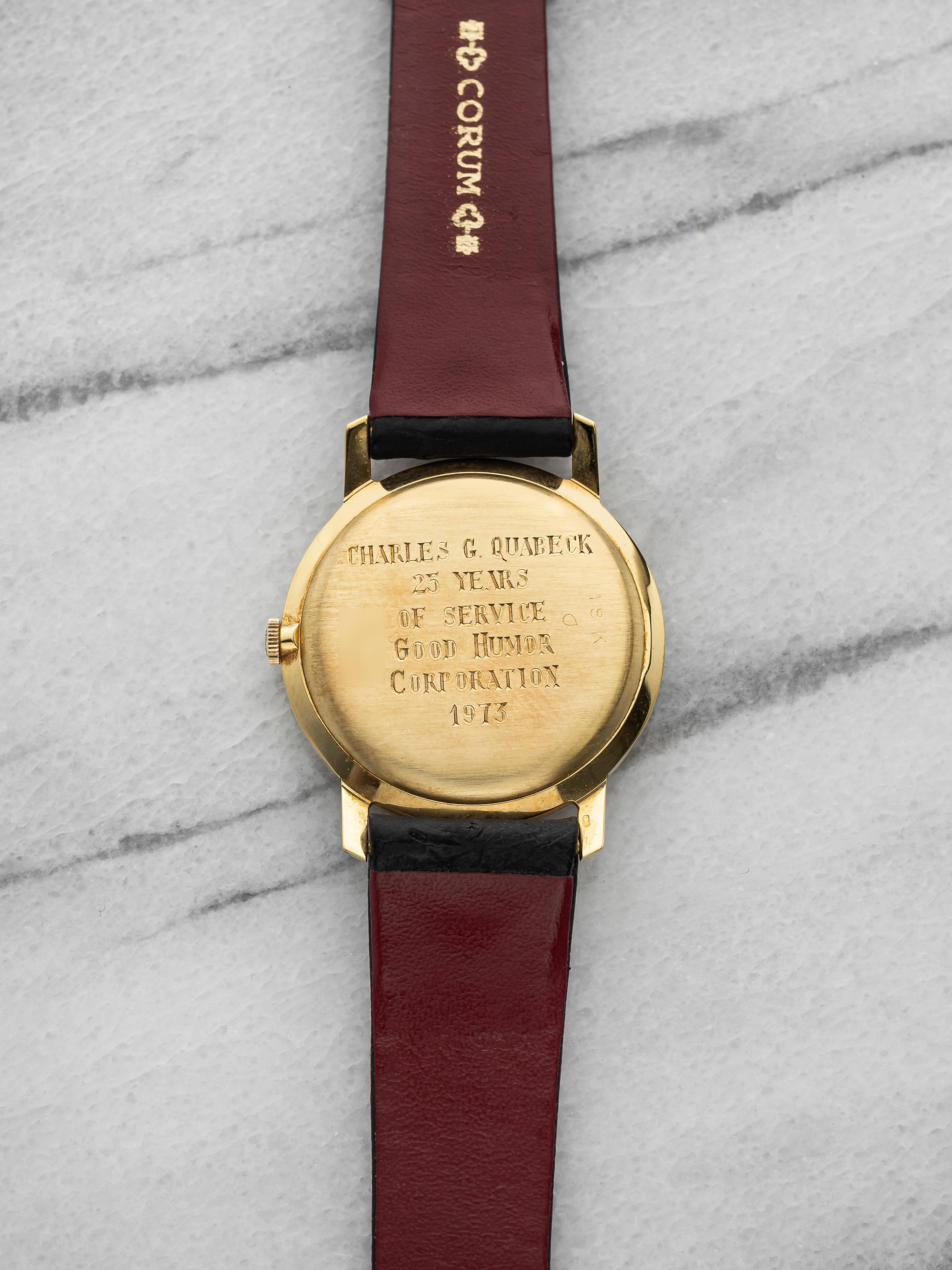 Vintage 1973 Corum 51116 18K YG Manual Champagne Linen 34mm