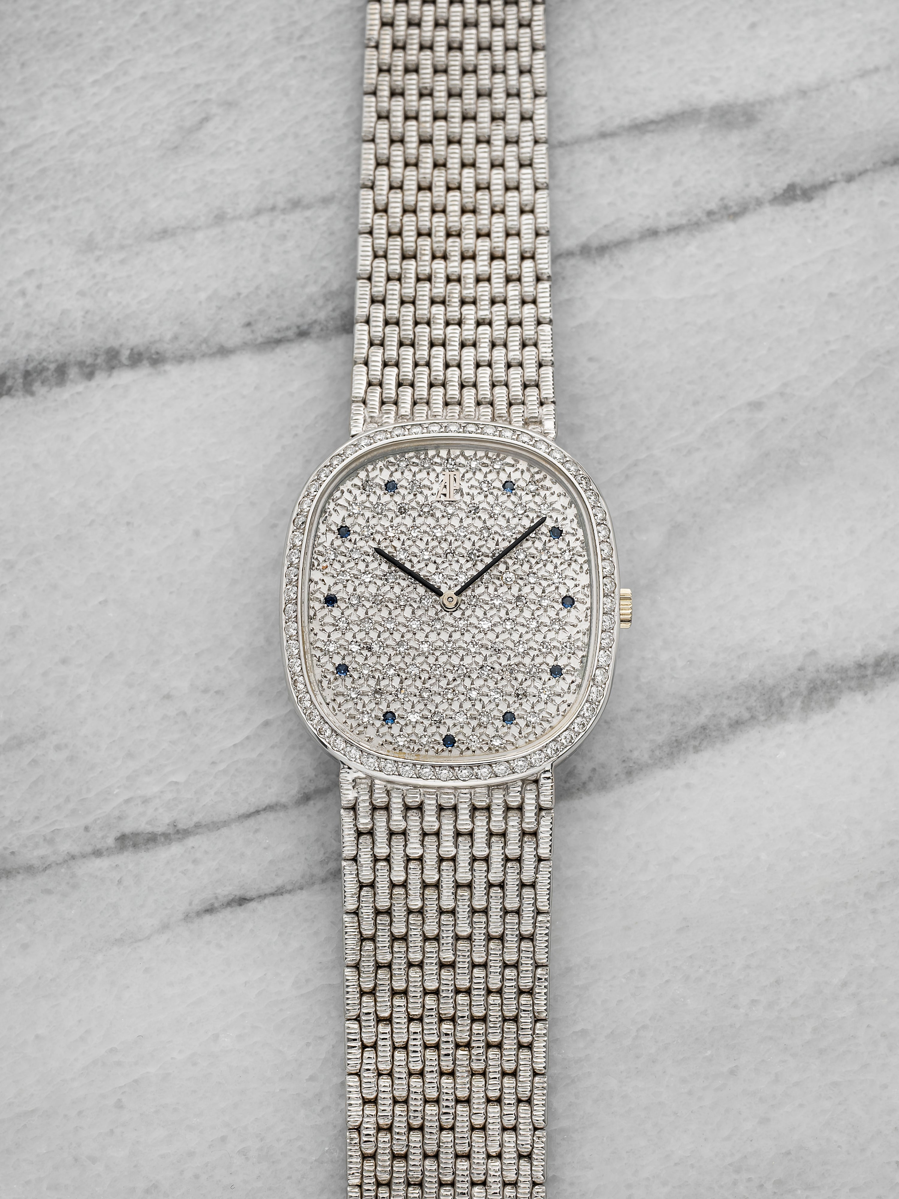 Audemars Piguet Ellipse - 18K White Gold, Pave Etched Sun Dial