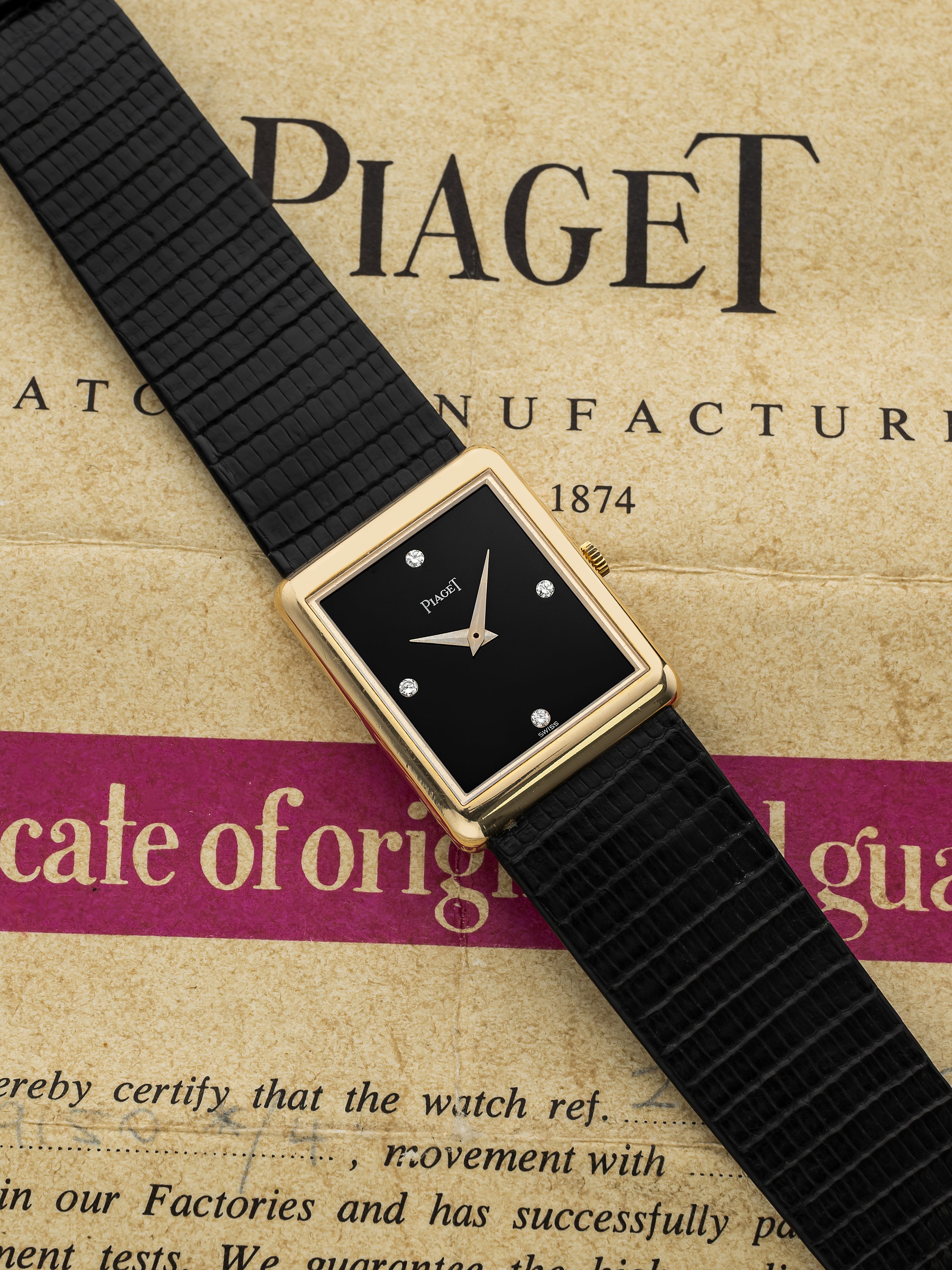 1976 Piaget Protocole 9150 - 18K Yellow Gold, Onyx and Diamond Dial