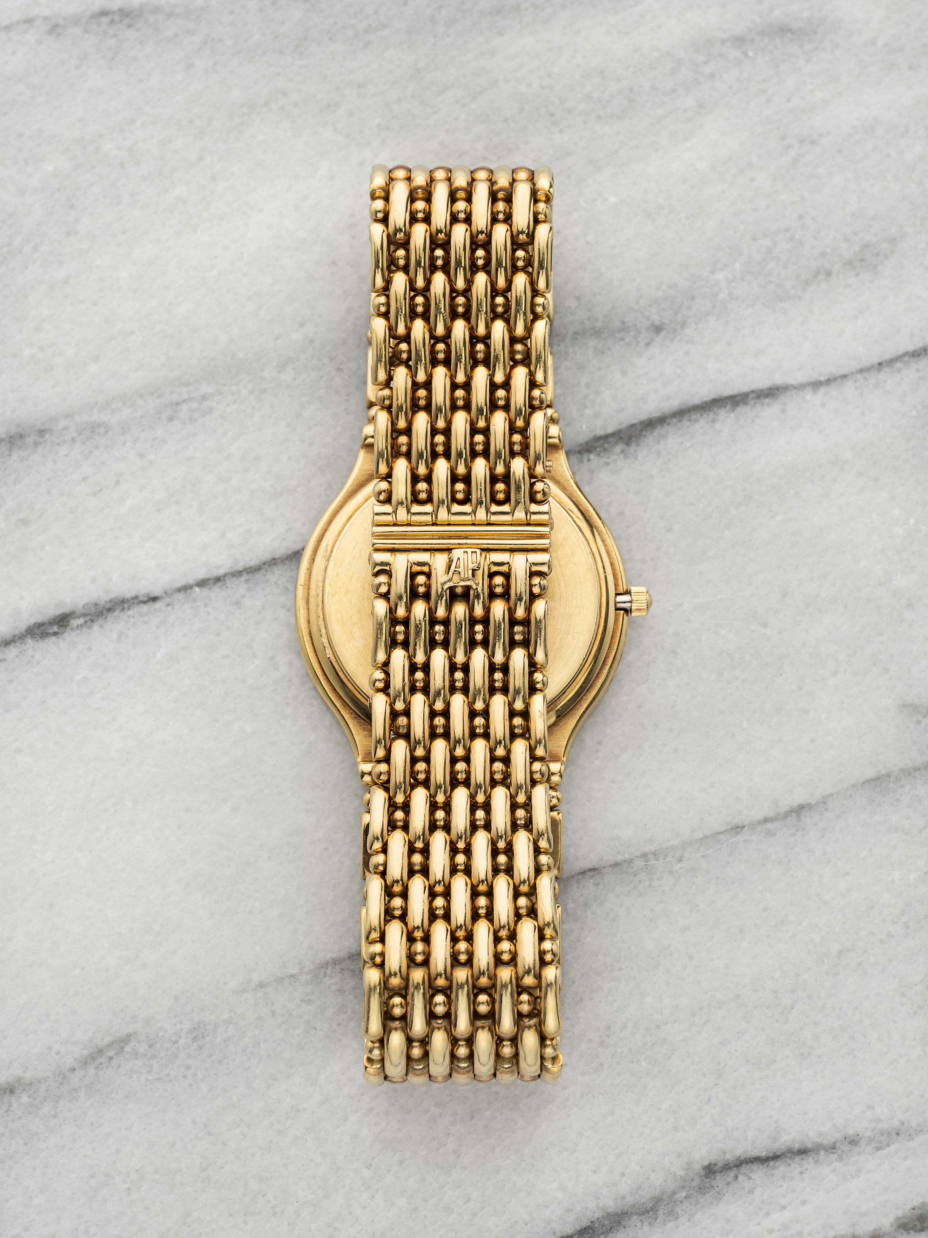 Vintage 1980s Audemars Piguet Dress 18K YG Champagne Dial Quartz 34mm