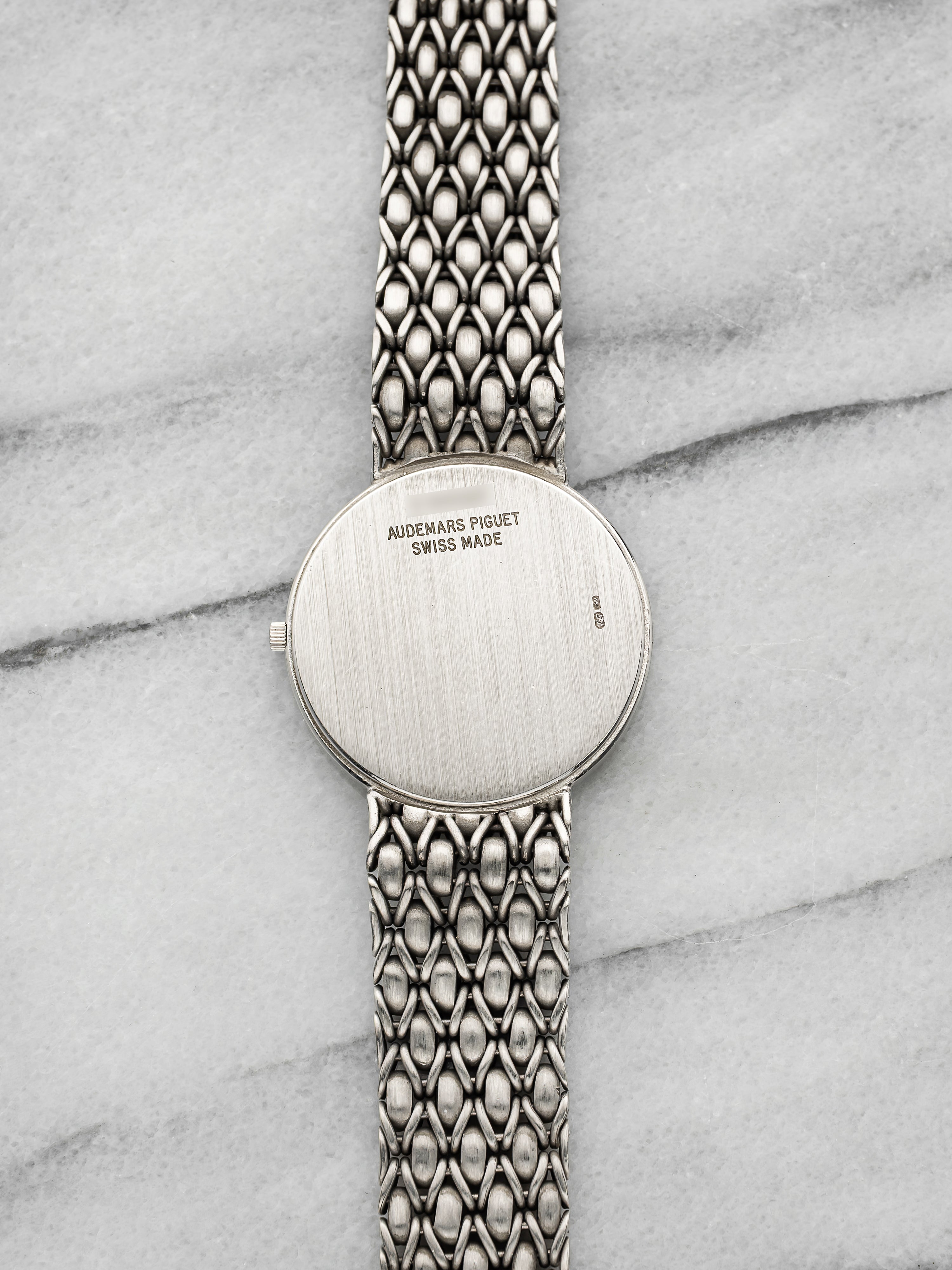 Vintage 1980s Audemars Piguet 18K WG Diamond Pave Sapphire Dial Manual 31mm