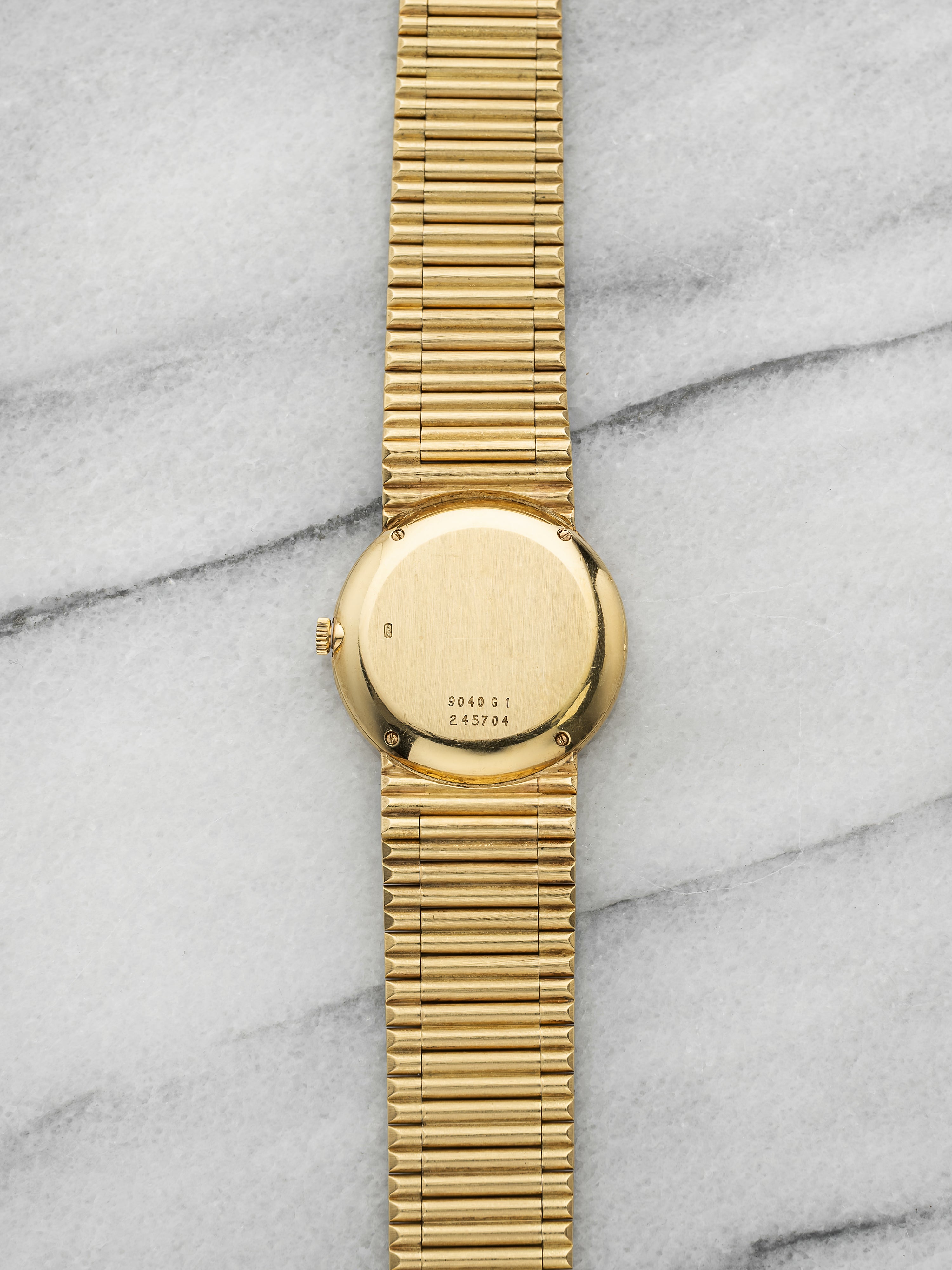 Vintage 1970s Piaget 9040 G1 18K Yellow Gold Tiger Iron Stone Dial Manual 26mm