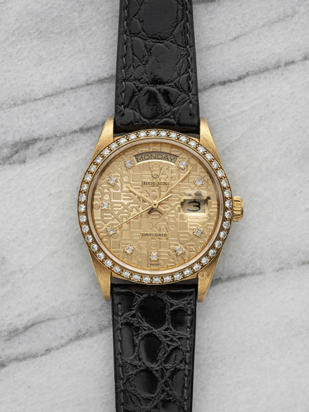 1986 Rolex Day-Date 18048 - 18K Yellow Gold Anniversary Diamond Dial