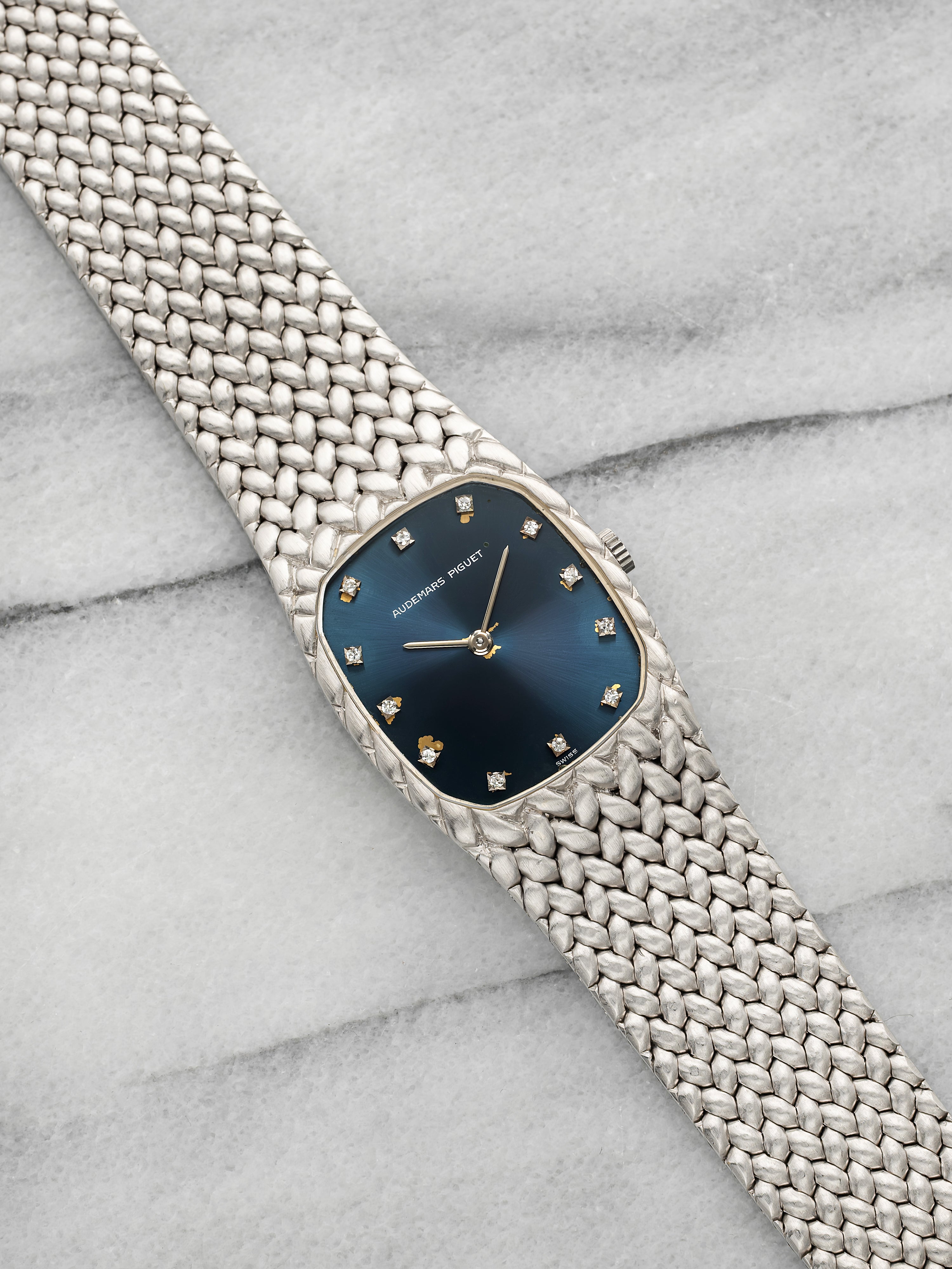 Vintage 1970s Audemars Piguet Cobra 18K WG Blue Diamond Dial Manual 27mm
