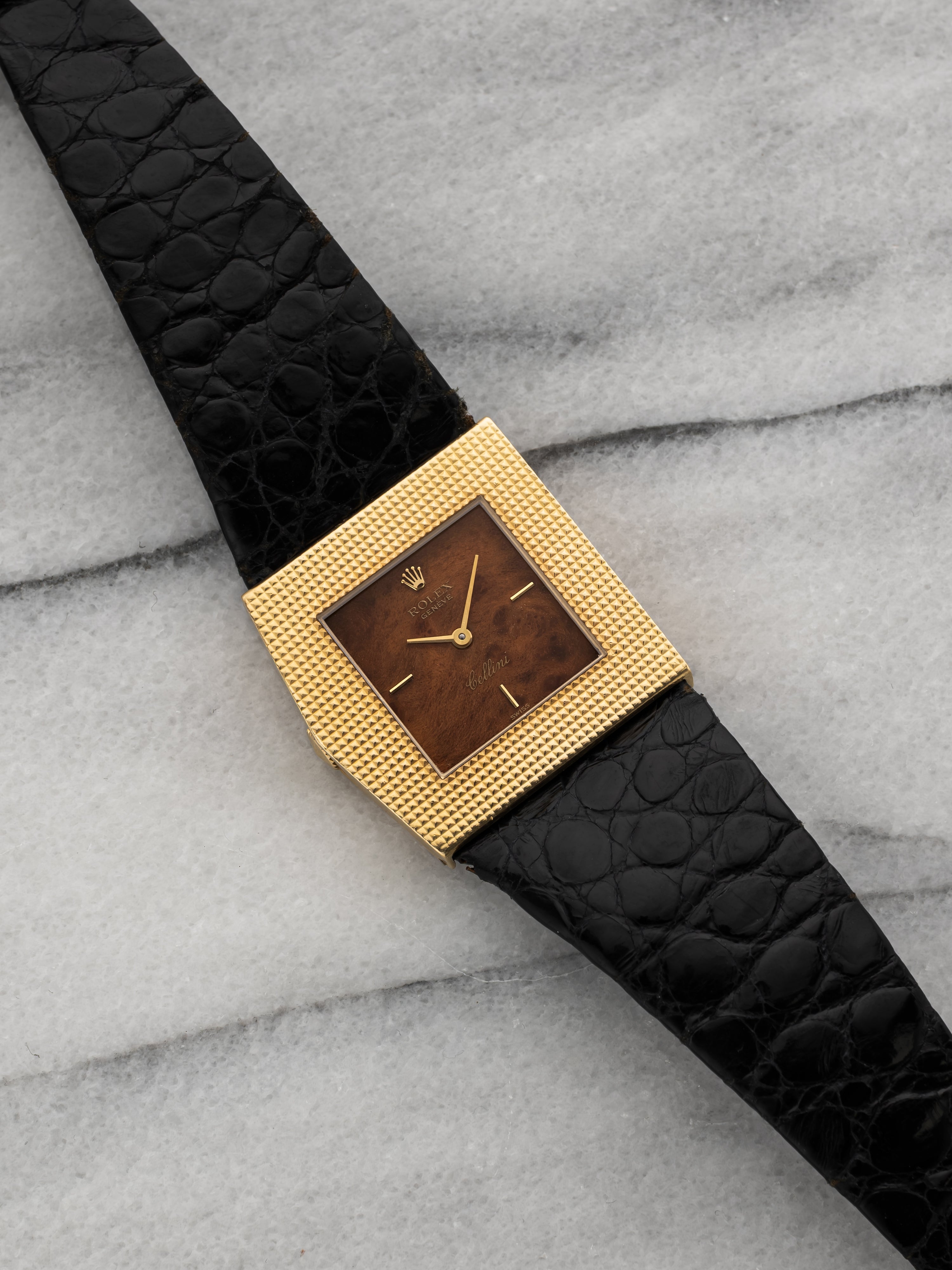 1976 Rolex Cellini Asymmetric 4126 - Hobnail Bezel Wood Dial