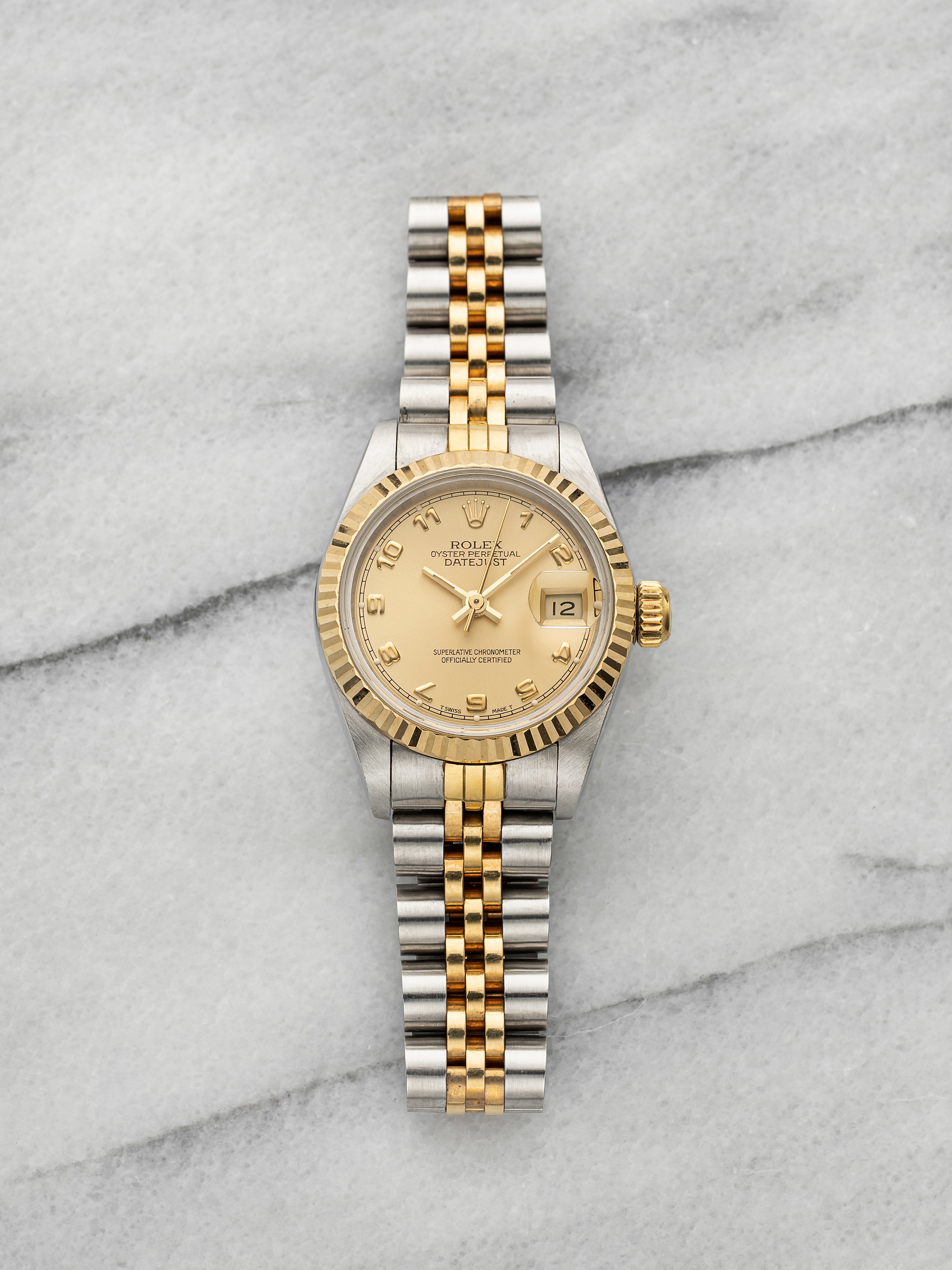 Vintage 1991 Rolex Datejust 69173 Two-Tone Champagne Arabic Dial Auto 26mm